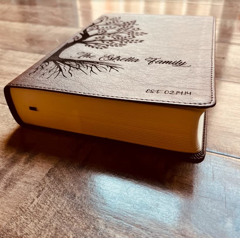 Personalized Family Bible - Custom Engraved ESV Study Bible with Family Tree | Christian Wedding, Baptism & Religious Gift | Perfect for Family Worship, Bible Study & Special Occasions