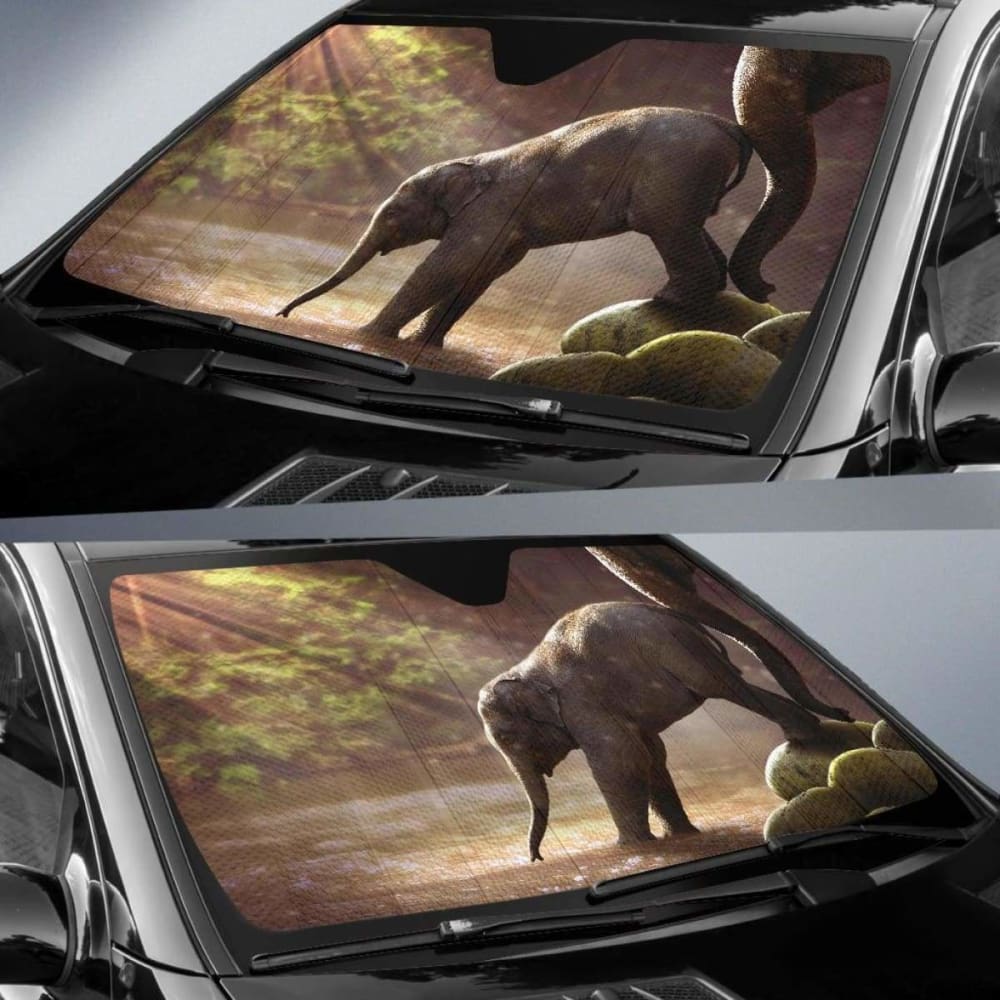 Baby Elephant Car Sun Shade 104020 - Cute & Durable UV Protection for Windshield - Perfect for Summer Driving & Baby Safety
