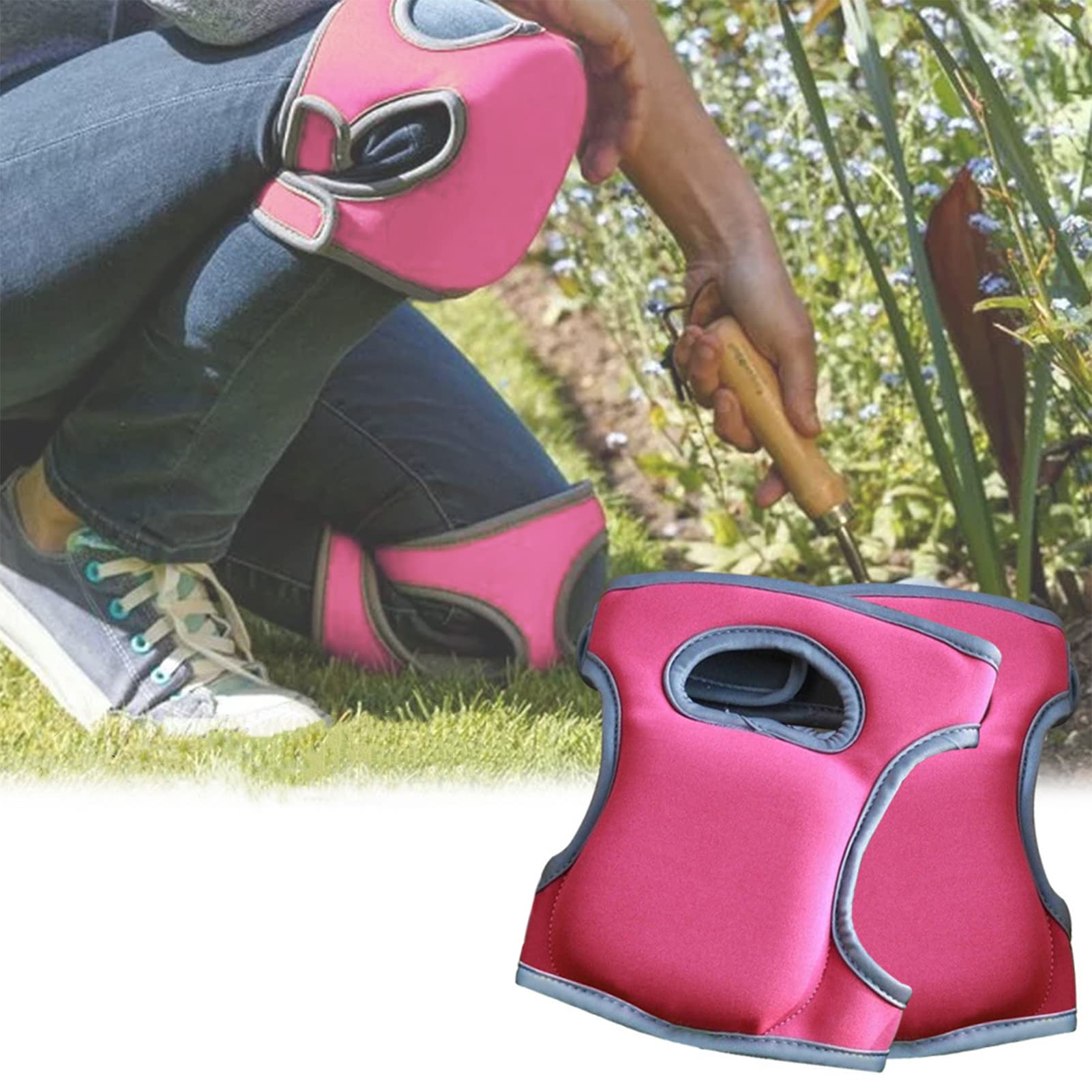 EEUK Soft Comfort Gardening Knee Pads - Adjustable Anti-Slip Knee Cushions for Gardeners, Cleaning, Floor Scrubbing & Pruning - Purple Kneeler for Outdoor Work & Home Use