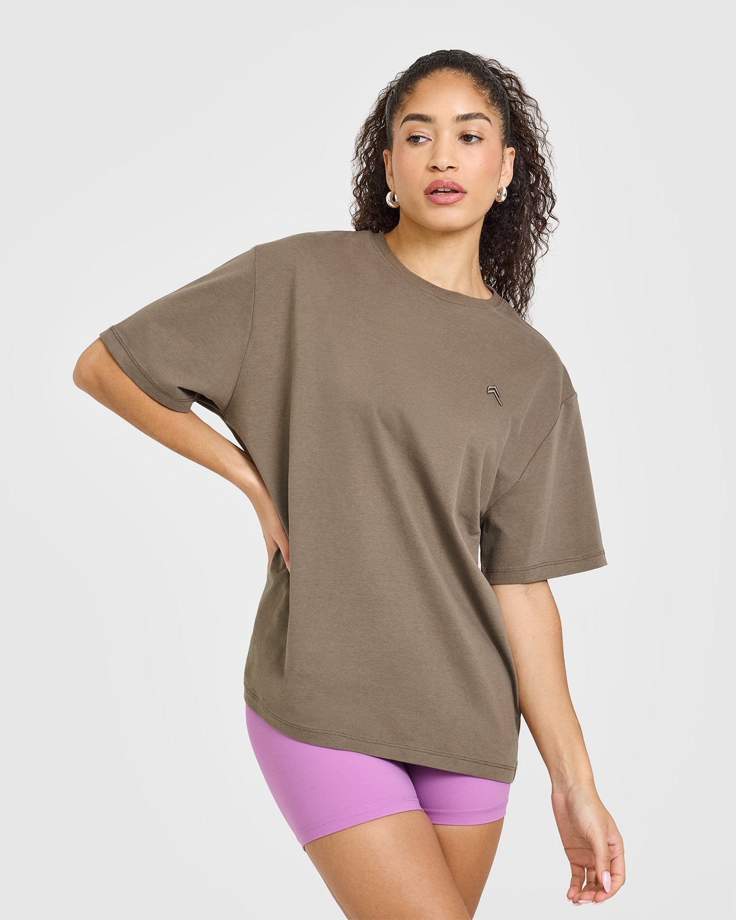 Classic Oversized Lightweight T-Shirt for Women | Soft Cotton Comfort Fit Casual Tee | Perfect for Lounge, Travel & Everyday Wear (Moss Brown)