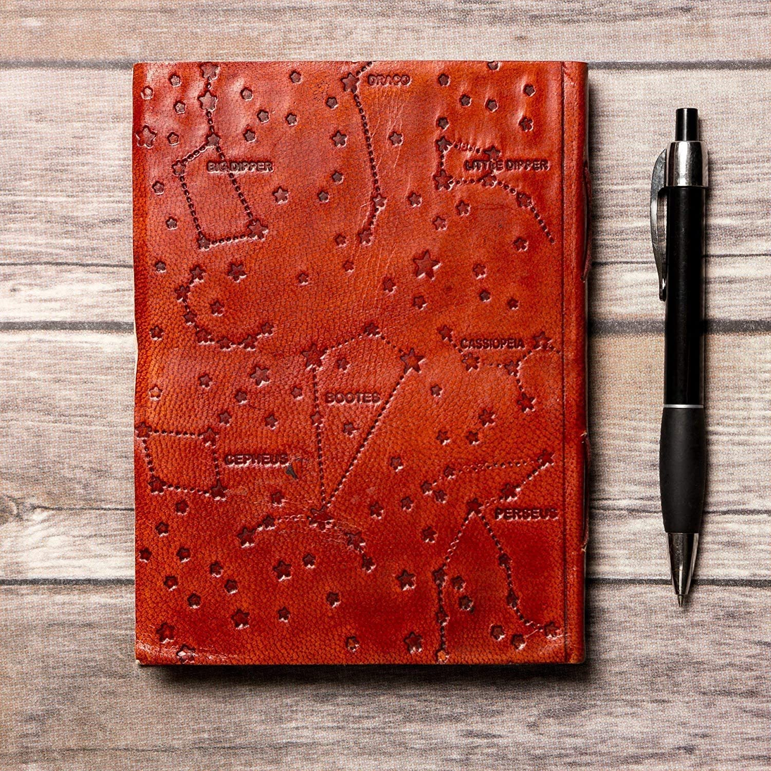 Soothi Personalized Zodiac Handmade Antique Leather Journal - Unlined Notebook for Travel, Diary & Writing - 7