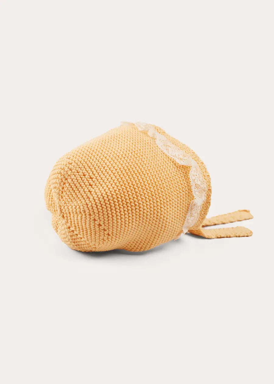 Tangerine Lace Detail Knitted Bonnet for Baby (1-12 Months) - Soft & Stylish Winter Hat for Newborns & Infants | Perfect for Outdoor Photos, Winter Walks & Special Occasions