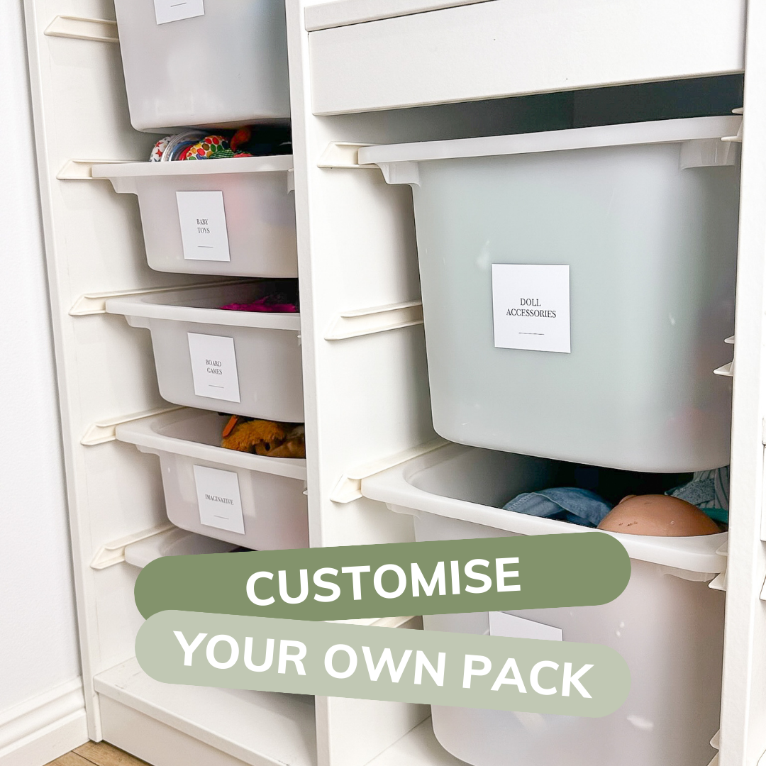 Custom Toy Room Organization Stickers - 6 Pack Kids' Storage Labels for Bins, Boxes & Drawers - Perfect for Nursery, Playroom & Classroom Organization