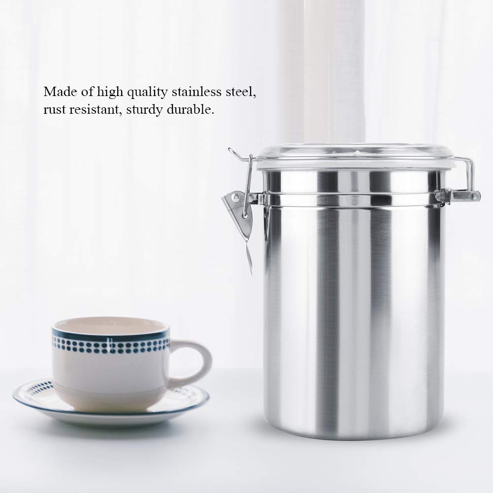 Premium Stainless Steel Coffee Canister - Airtight Ground Coffee & Bean Storage Container with Clear Clamp Lid (1800ml) - Ideal for Kitchen, Pantry Organization & Keeping Coffee, Tea, Flour, Sugar Fresh