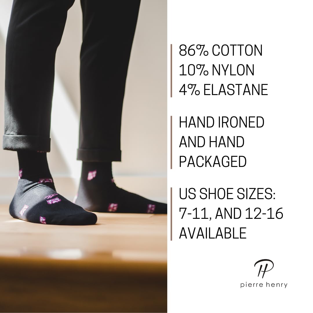 Pierre Henry Men's Over the Calf Dress Socks (9-Pack) | Colorful Funky Cotton Dress Socks for Business & Casual Wear | Perfect for Office, Parties & Formal Events