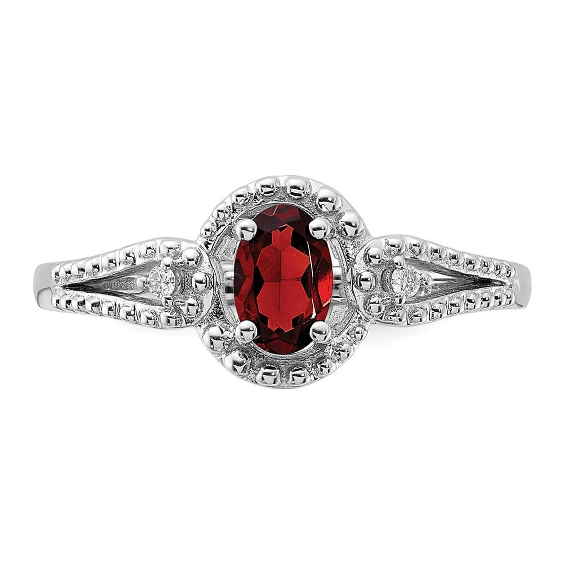 925 Sterling Silver Garnet & Diamond Ring for Women | Elegant Polished Jewelry for Engagement, Anniversary & Special Occasions