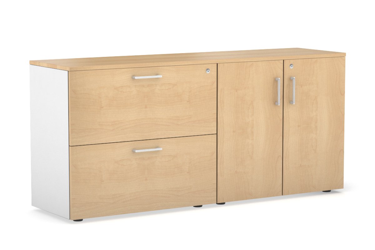 2-Drawer Lateral File Cabinet with 2-Door Storage Cupboard - Office Organization & Document Storage Solution for Home & Business Workspaces