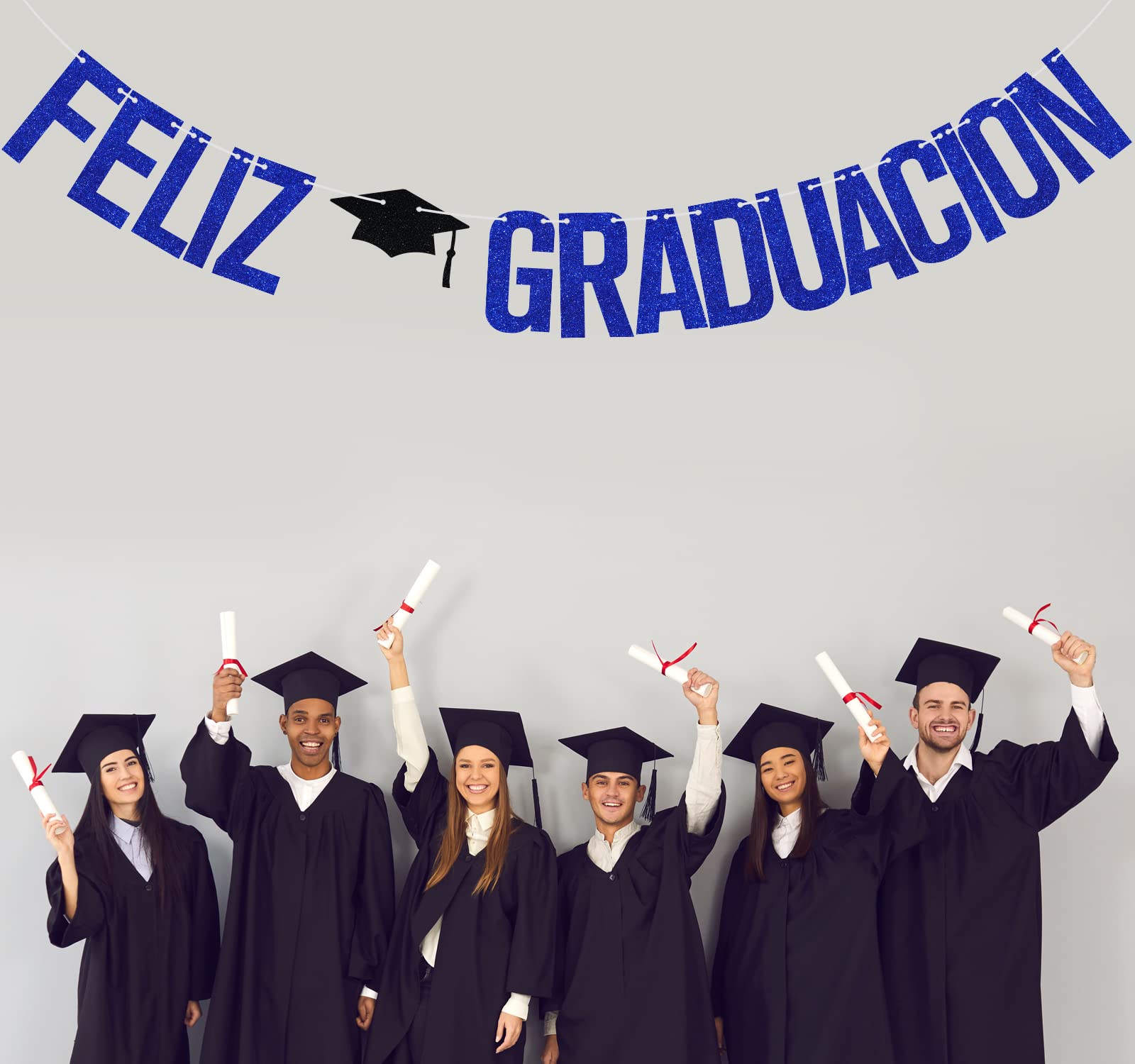 2025 Graduation Banner - Spanish Feliz Graduacion Decorations, Blue Glitter Congrats Grad Party Supplies for Class of 2025 | Perfect for Graduation Ceremonies, Parties & Photo Backdrops