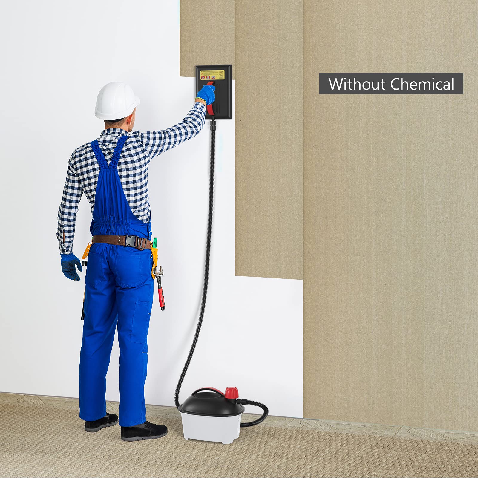 Goplus Wallpaper Steamer - Chemical-Free Wallpaper Remover with 10FT Hose & Large Steam Plate - Perfect for Home Renovation, DIY Projects, and Wallpaper Removal