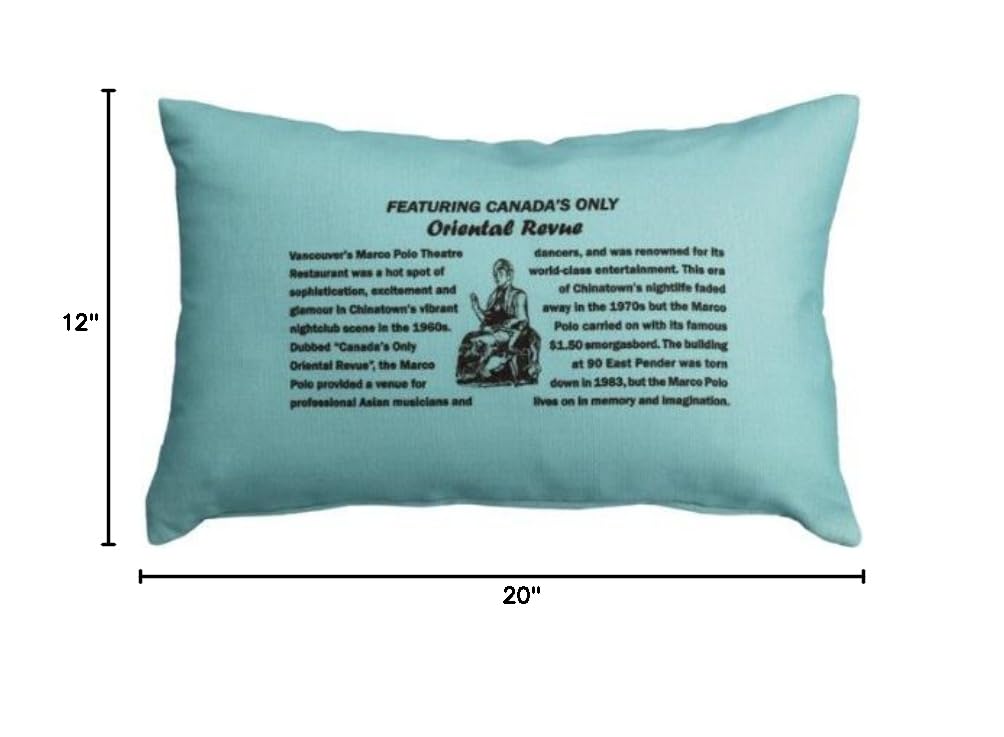 Blue Throw Pillow 12x20 - Soft Decorative Pillow Cover for Sofa, Bed, Couch - Perfect for Marco Polo Theatre Restaurant Décor & Home Styling