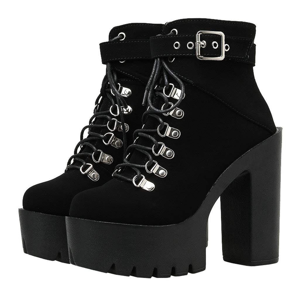 Caradise Women's Gothic Platform Combat Boots - Punk Chunky Heel Lace Up Ankle Booties for Women | Perfect for Punk Fashion, Concerts & Alternative Street Style