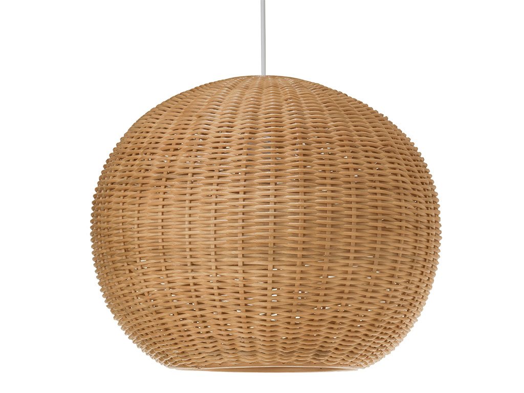 KOUBOO 1050030 Natural Wicker Ball Pendant Lamp - Handwoven Rattan Hanging Light Fixture for Bedroom, Living Room, Porch & Patio Decor
