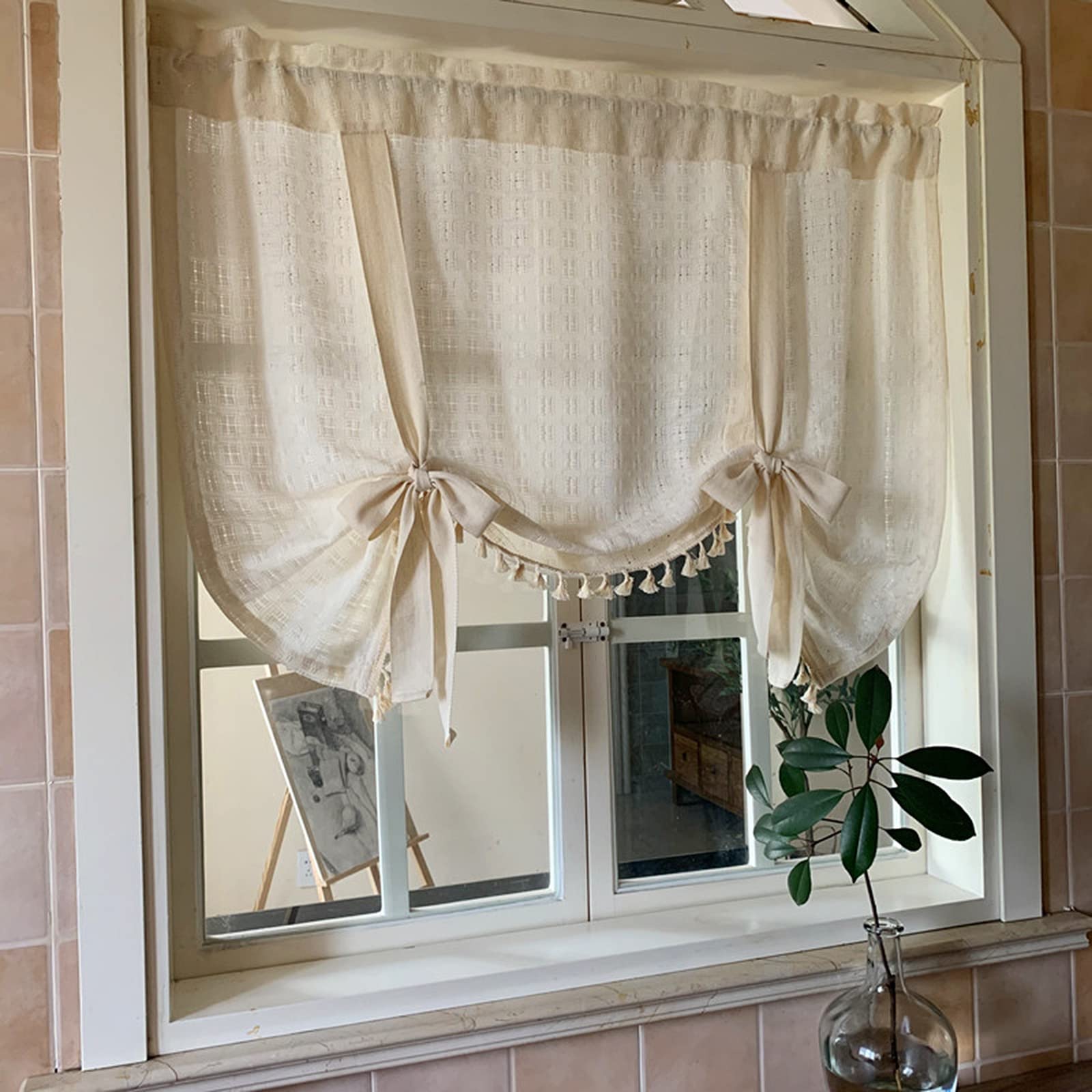 V3VOGUE Roman Curtains - Blackout Kitchen Window Shades - 1 Piece Adjustable Thermal Insulated Privacy Drapes with Light Filtering - Perfect for Bedroom, Living Room & Office Decor