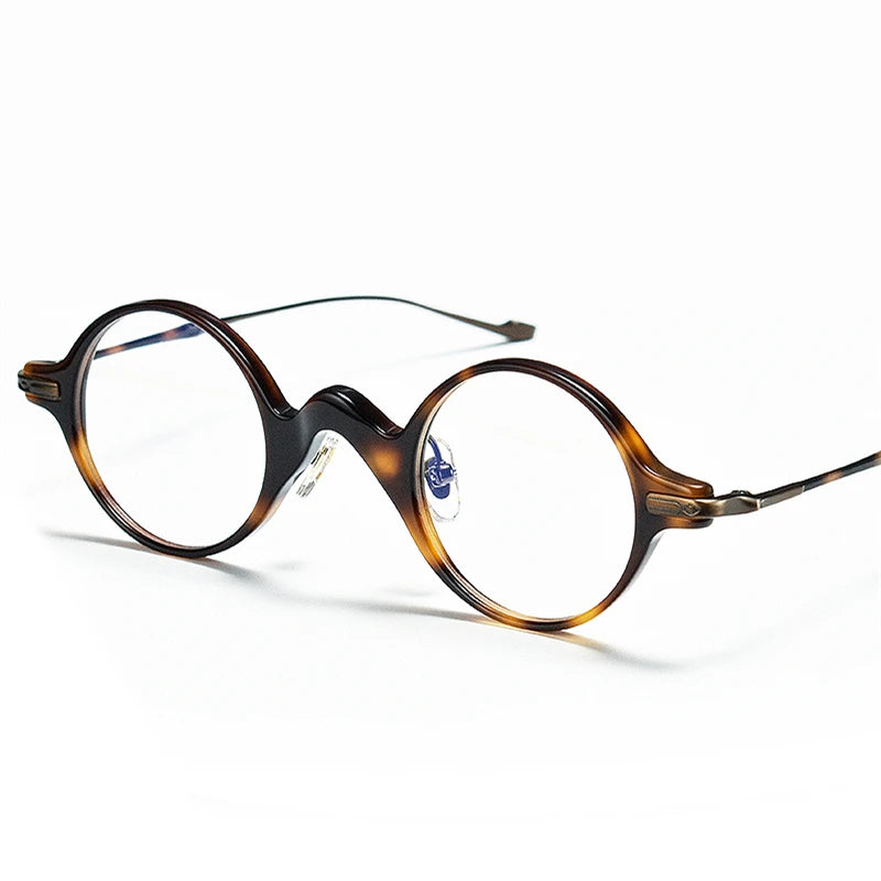 Stylish Unisex Black Round Titanium Acetate Eyeglasses Frame - Lightweight & Durable for Men & Women - Perfect for Reading, Work, and Fashion Accessories