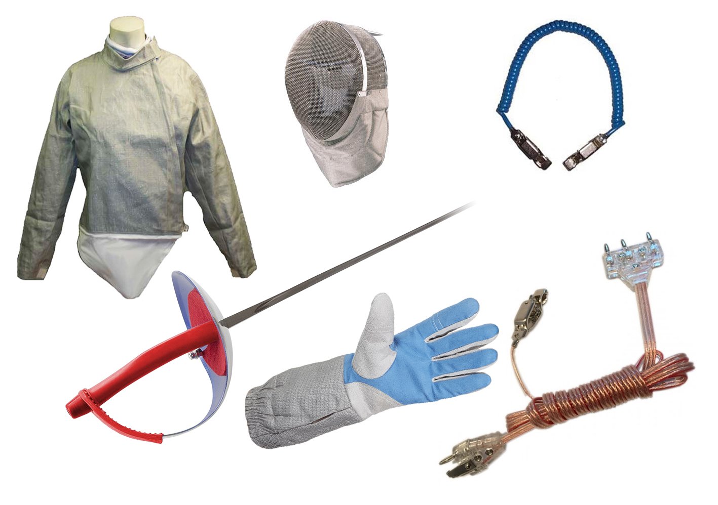 Electric Fencing Practice SABRE Set 6-Piece - Lame, Sabre, Body Cord, Mask, Mask Connector & Glove for Fencing Training | Perfect for Beginners & Professional Fencers | Home & Club Practice Equipment