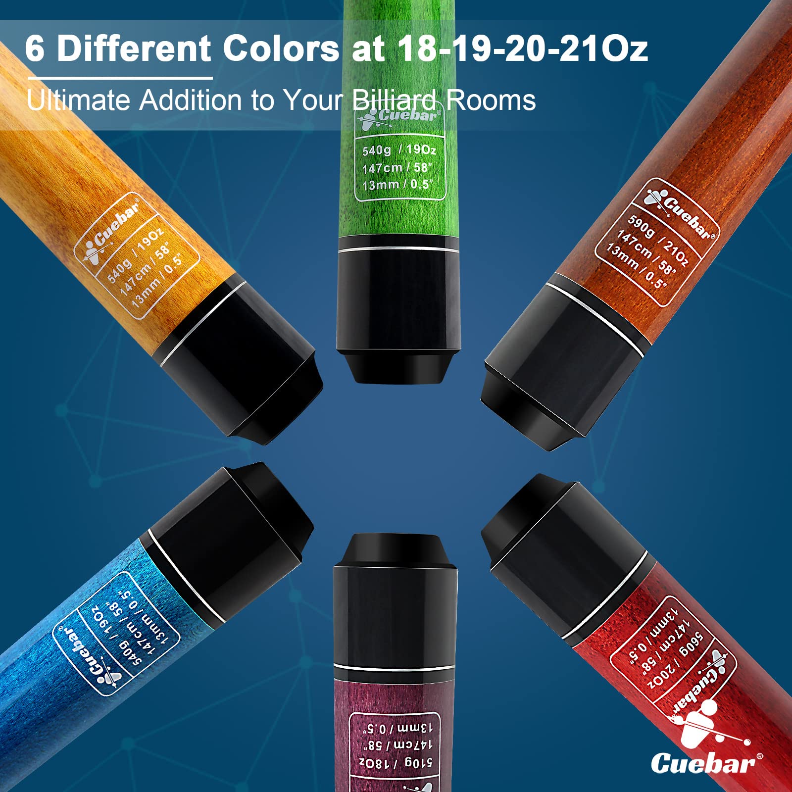 Premium 6-Piece Pool Cue Set - 58