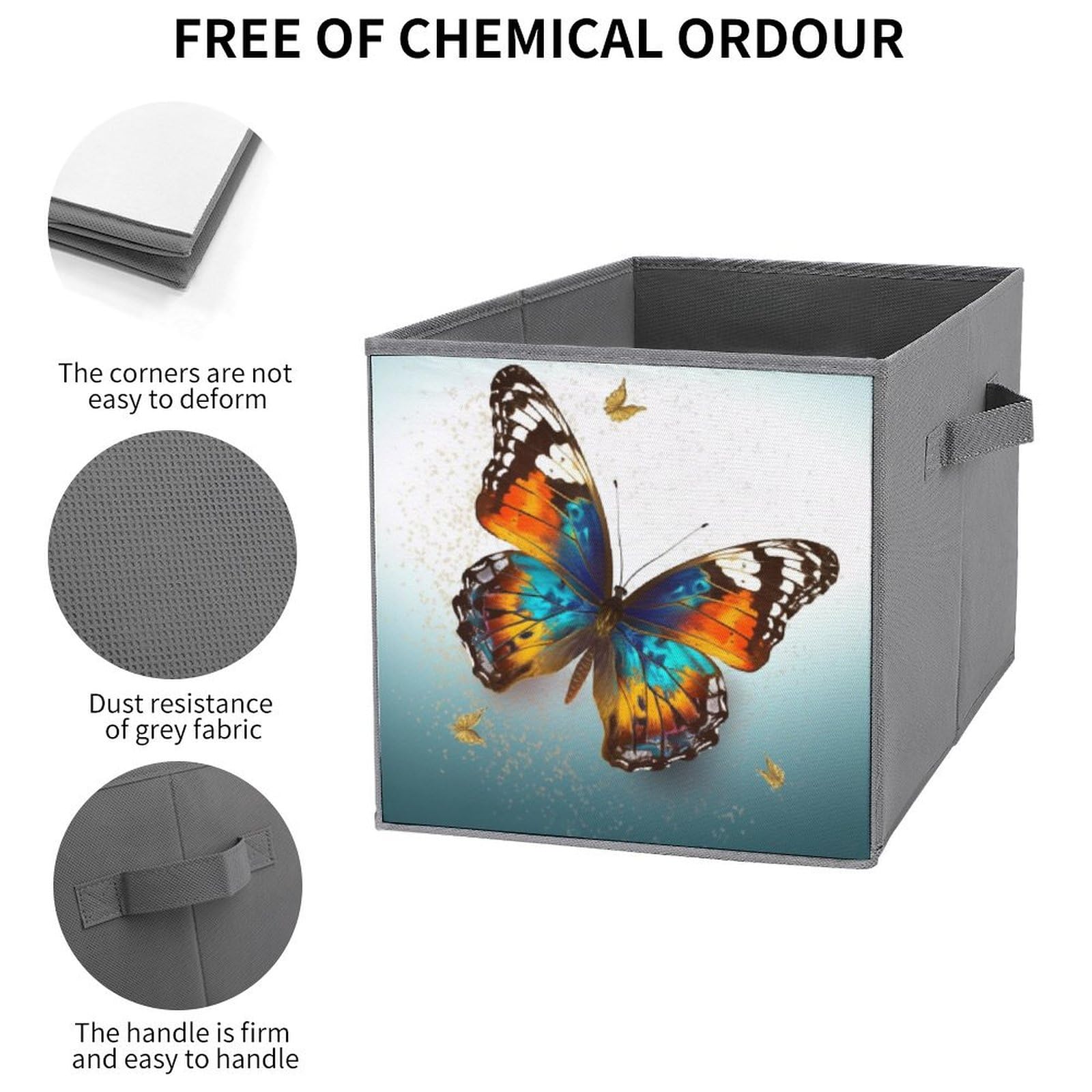 6-Pack Collapsible Butterfly Storage Bins with Handles - Large Fabric Storage Baskets for Closet, Bedroom & Home Organization - Perfect for Clothes, Toys, Blankets & Household Items Storage