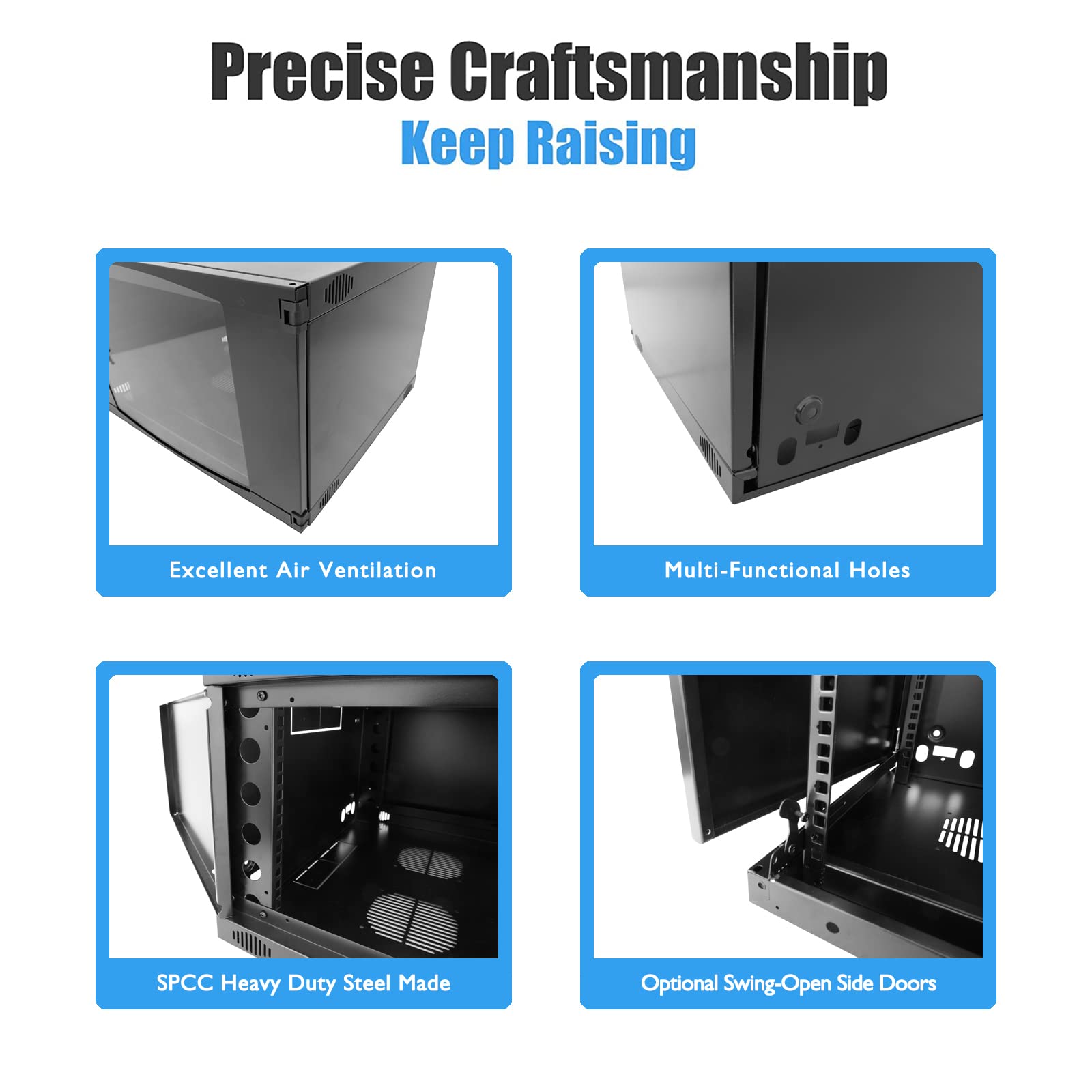 18U Wall Mount Server Rack Cabinet - Network Equipment Enclosure with Lockable Glass Door for Data Centers, Home Offices & IT Closets | Durable Metal Frame for Secure Server Storage