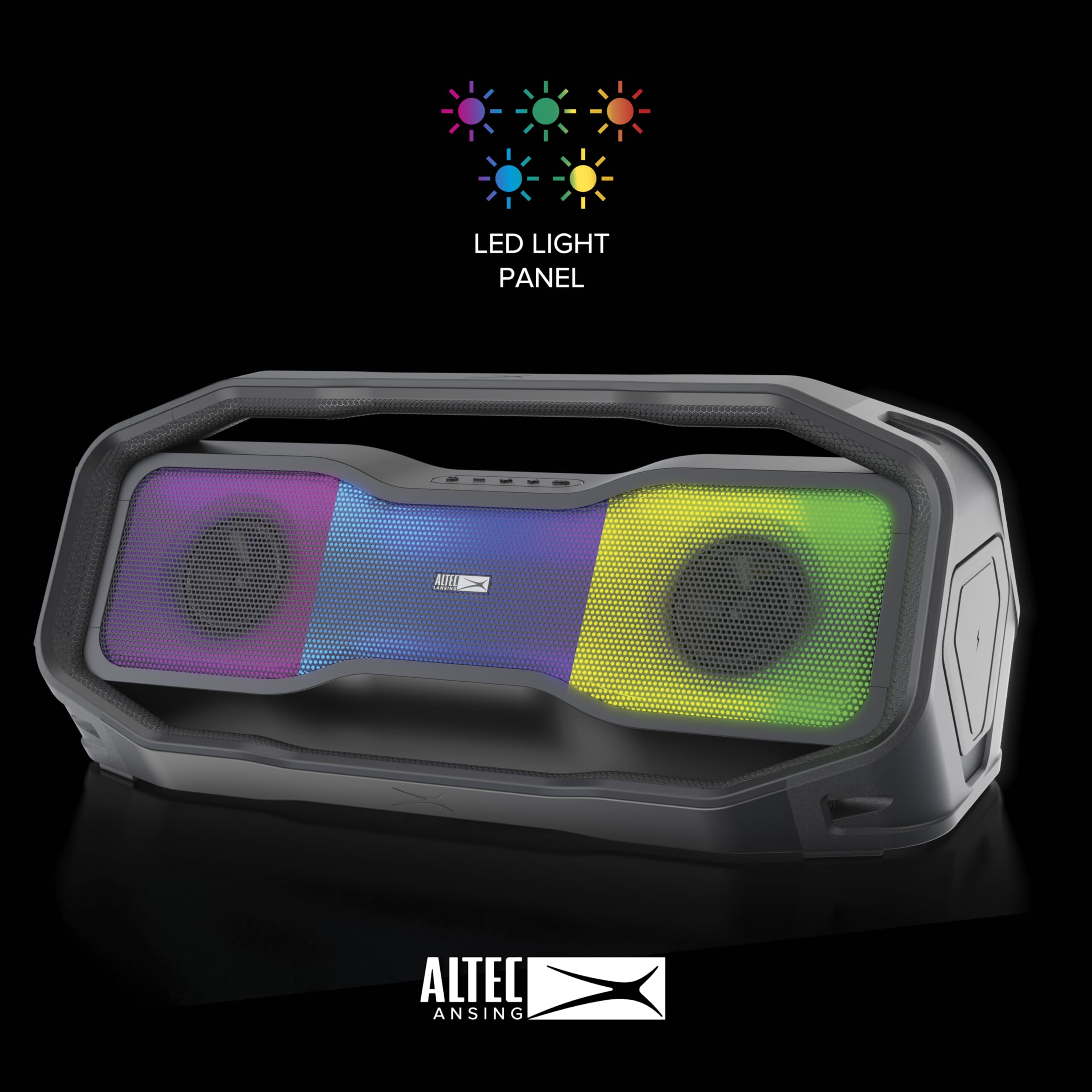 Altec Lansing Rockbox XL 2.0 Portable Bluetooth Speaker with LED Lights | IP67 Waterproof Wireless Speaker | 20H Playtime & App Control | Perfect for Outdoor, Pool Parties, Camping & Beach