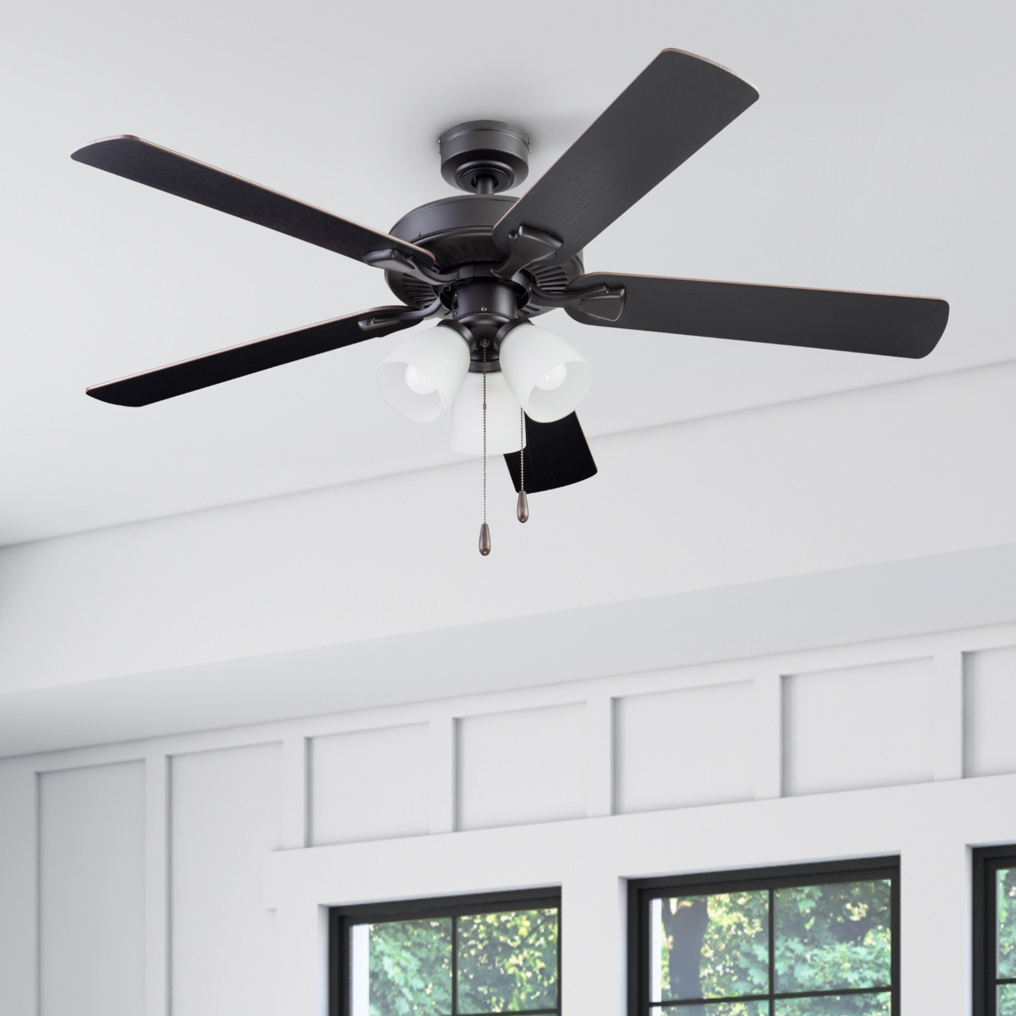 52 Inch Stannor Ceiling Fan with Pull Chain - Espresso Bronze Finish - Energy Efficient & Quiet Operation - Perfect for Living Room, Bedroom, or Outdoor Patio