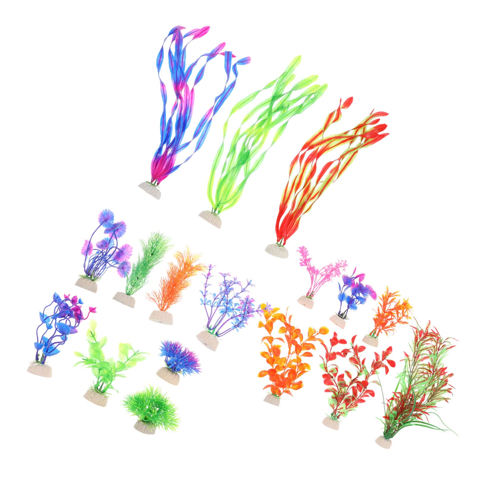 17Pcs Artificial Aquarium Plants - Realistic Plastic Water Grass for Fish Tank Decoration | Fake Underwater Plants for Freshwater & Saltwater Aquariums | Perfect for Home, Office & Pet Store Displays