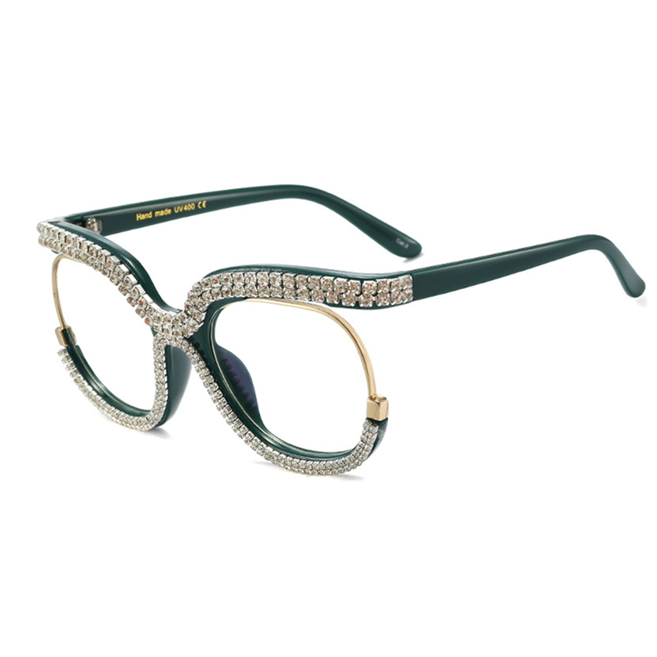 Stylish Cat Eye Blue Light Glasses for Women - Rhinestone Readers for Work & Screen Time