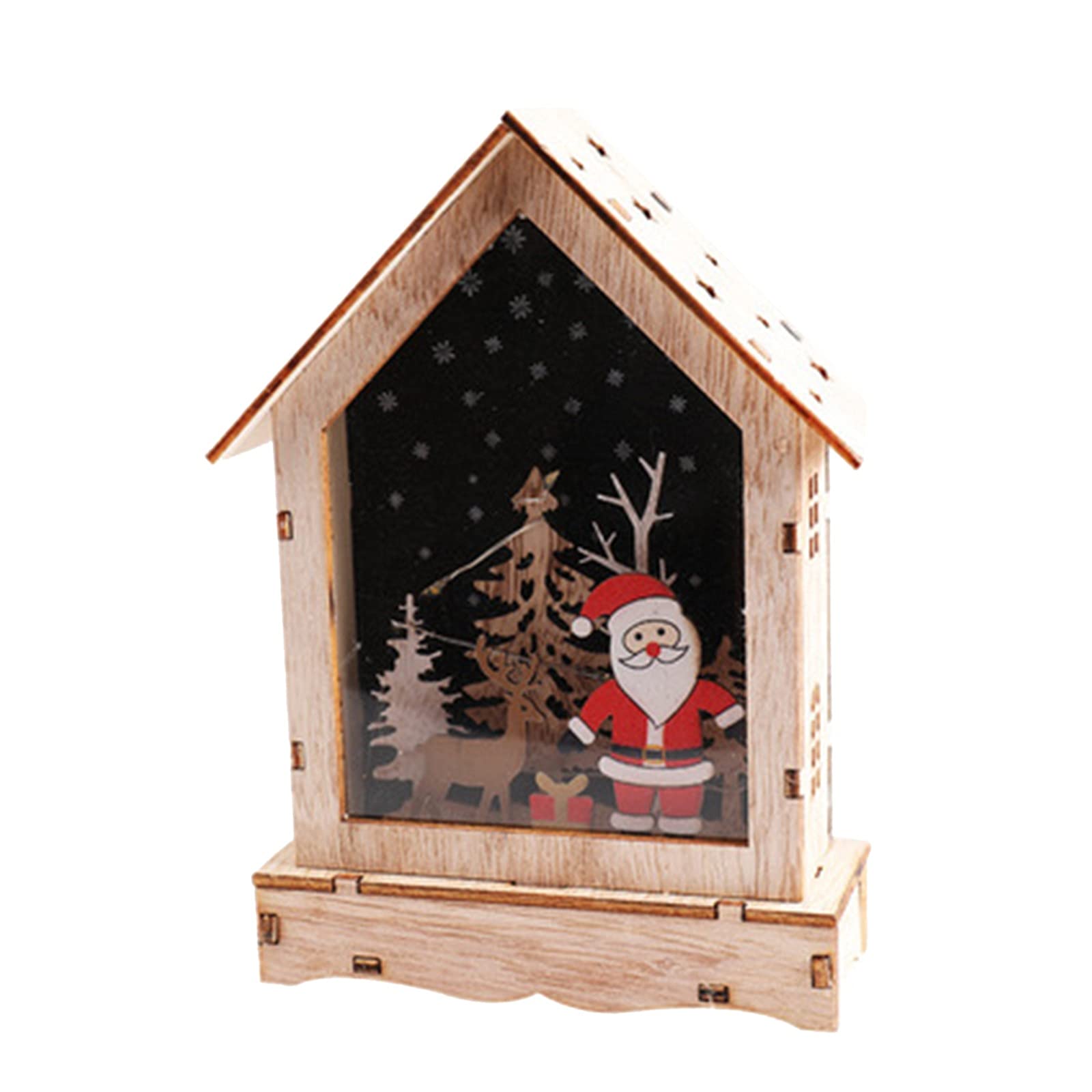 Boping Store Wooden House Night Light - Christmas Home Decor, Birthday Gift, Desktop & Window Luminous Lamp for Bedroom, Nursery, Yard (Size A) - Perfect for Holiday Decorations, Party Favors & Cozy Ambiance