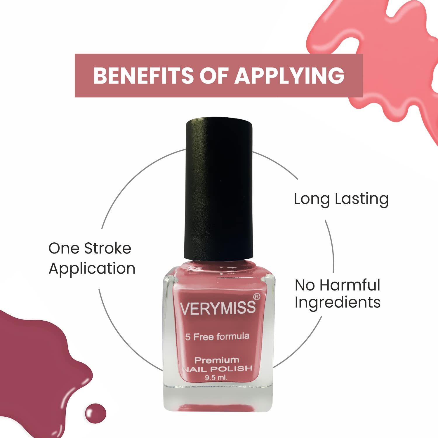 Verymiss Premium Nail Polish 9.5ml Top Coat - Long Lasting Shine for Manicures