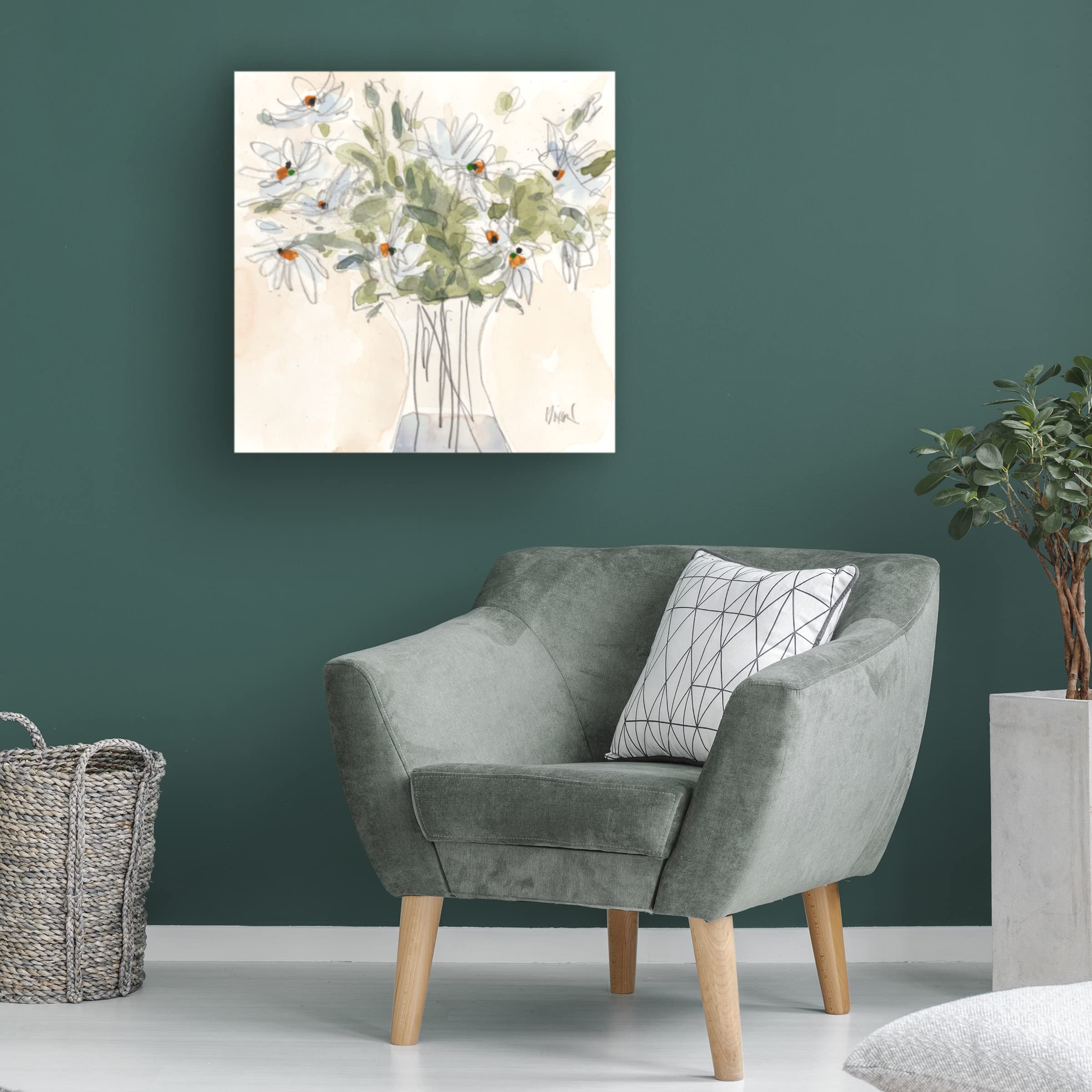 Samuel Dixon 'Daisy Just Because II' Floral Canvas Wall Art - Premium Handmade Home Decor for Living Room, Bedroom & Office