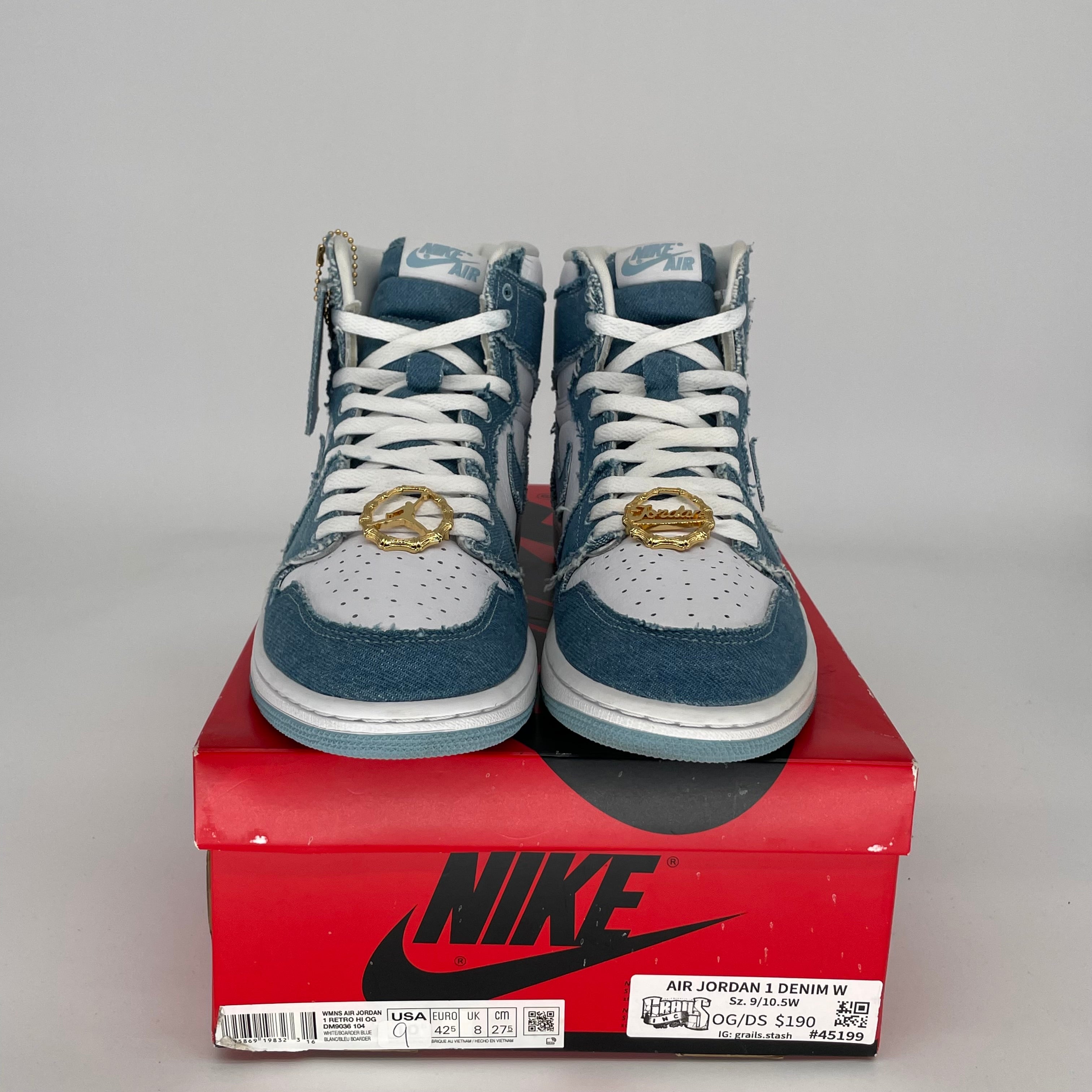 Air Jordan 1 Retro High OG Denim Women's Sneakers Size 9/10.5W (DM9036-104) - Stylish Casual Shoes for Women, Perfect for Streetwear & Everyday Fashion