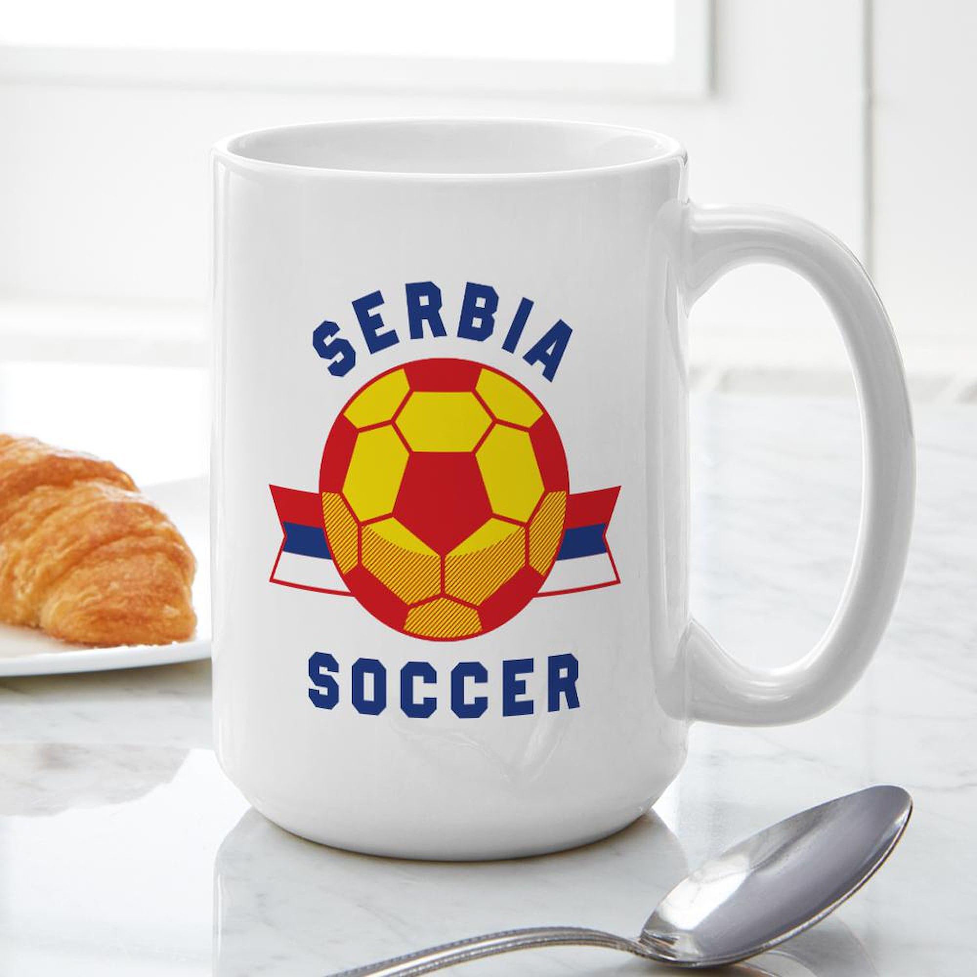 Serbia Soccer Ceramic Coffee Mug 15 oz (444 ml) - Perfect for Tea, Hot Chocolate & Office Use - CafePress