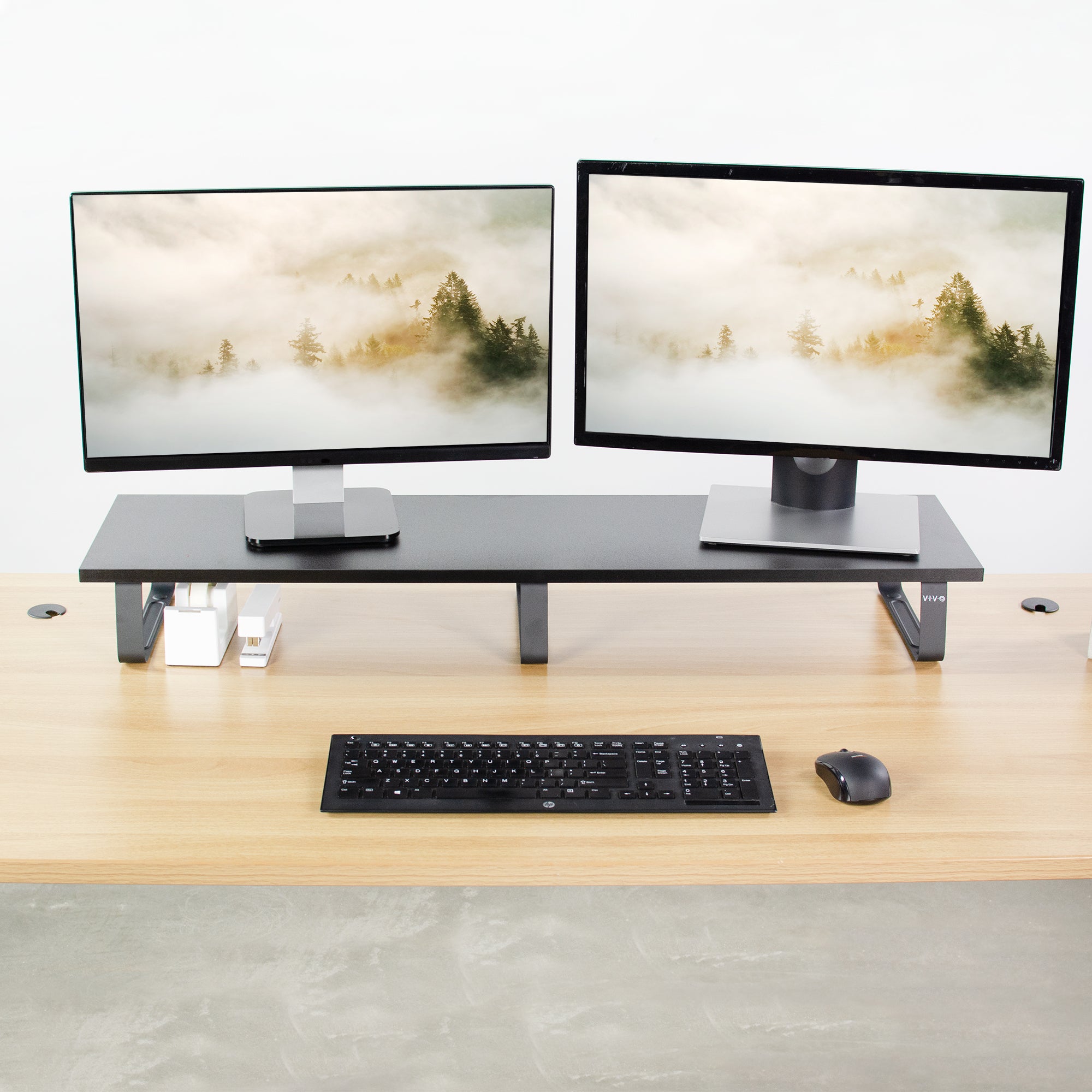 Premium Black Monitor Stand Riser - Ergonomic Desktop Organizer for Laptop & Computer Screens - Perfect for Home Office & Workspace Setup