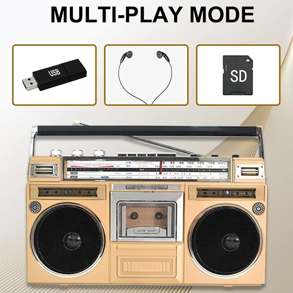 Portable Bluetooth Boombox with CD Player, Cassette Deck & FM/DAB+ Radio | USB Recording & AUX Input | Perfect for Home Parties, Outdoor Gatherings & Travel (Black) - Enjoy Music Anywhere