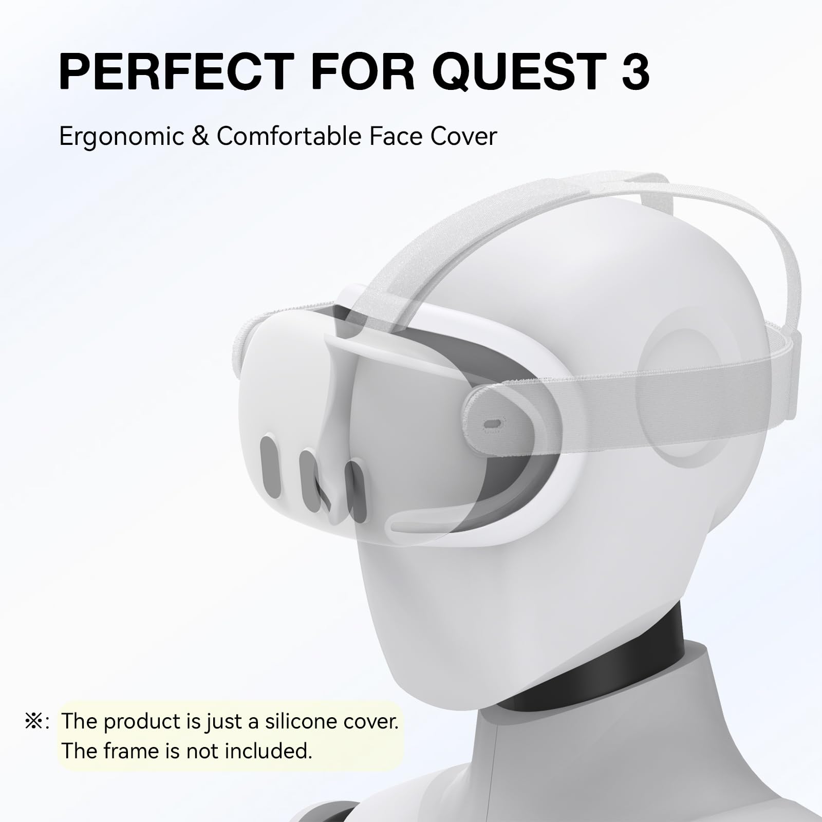 APEXINNO Silicone VR Face Cover for Oculus Quest 3 Headset Accessories - White - Soft Face Cushion Pad for Enhanced Comfort & Hygiene (Perfect for Gaming, VR Fitness & Extended Play Sessions)