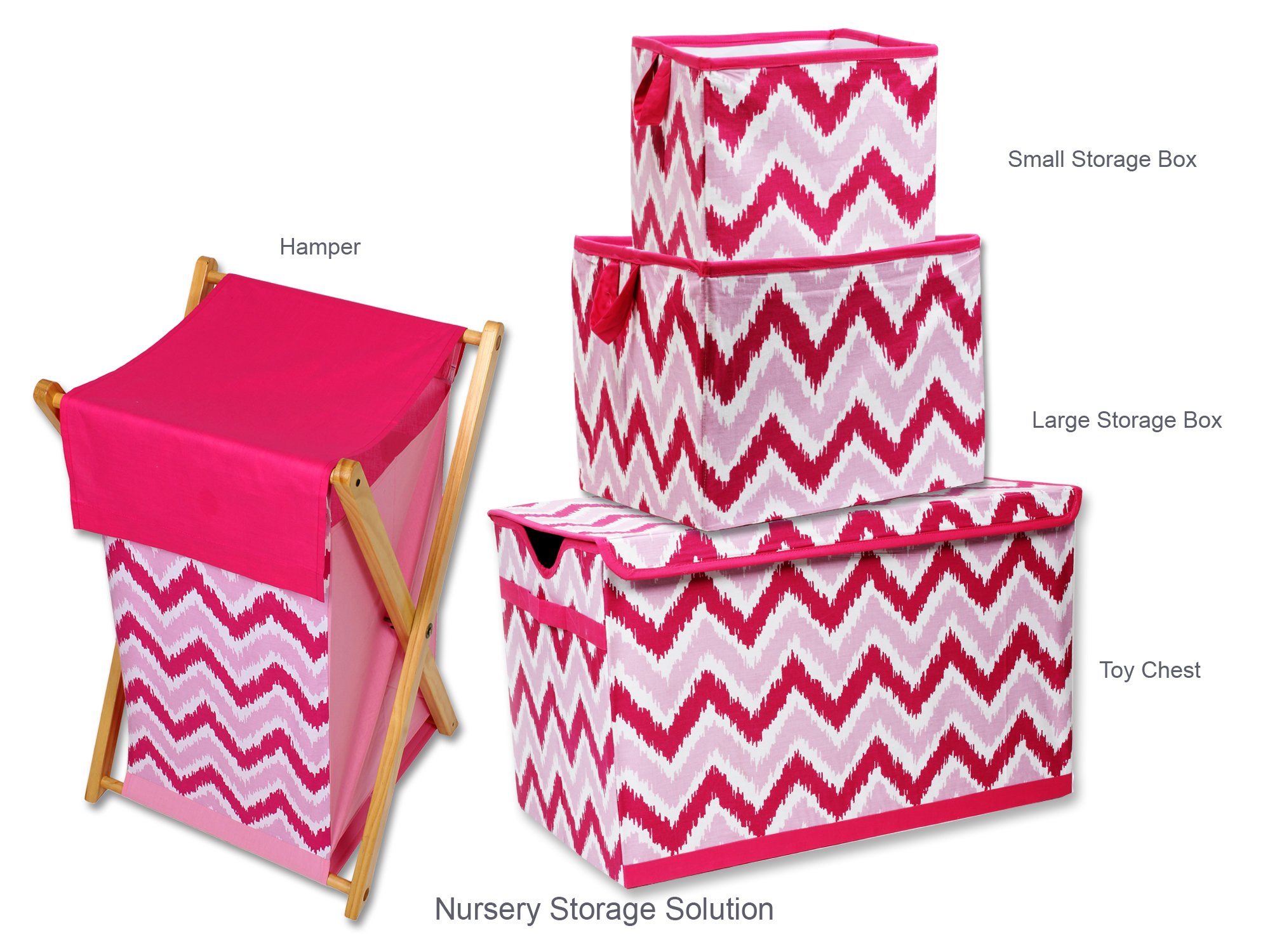 Bacati Mix N Match Ikat Zigzag Chevron Nursery Storage Basket - Pink Changing Table Organizer for Baby Diapers, Wipes & Essentials | Perfect for Nursery Decor & Baby Shower Gifts