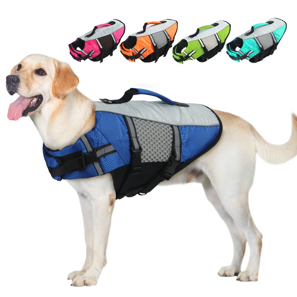 COUNER Dog Life Jacket - Lightweight Adjustable Dog Life Vest with Reflective Stripes & High Buoyancy - Safety Swimsuit with Rescue Handle for Small & Medium Dogs - Perfect for Swimming, Boating & Water Activities (Green, XS)