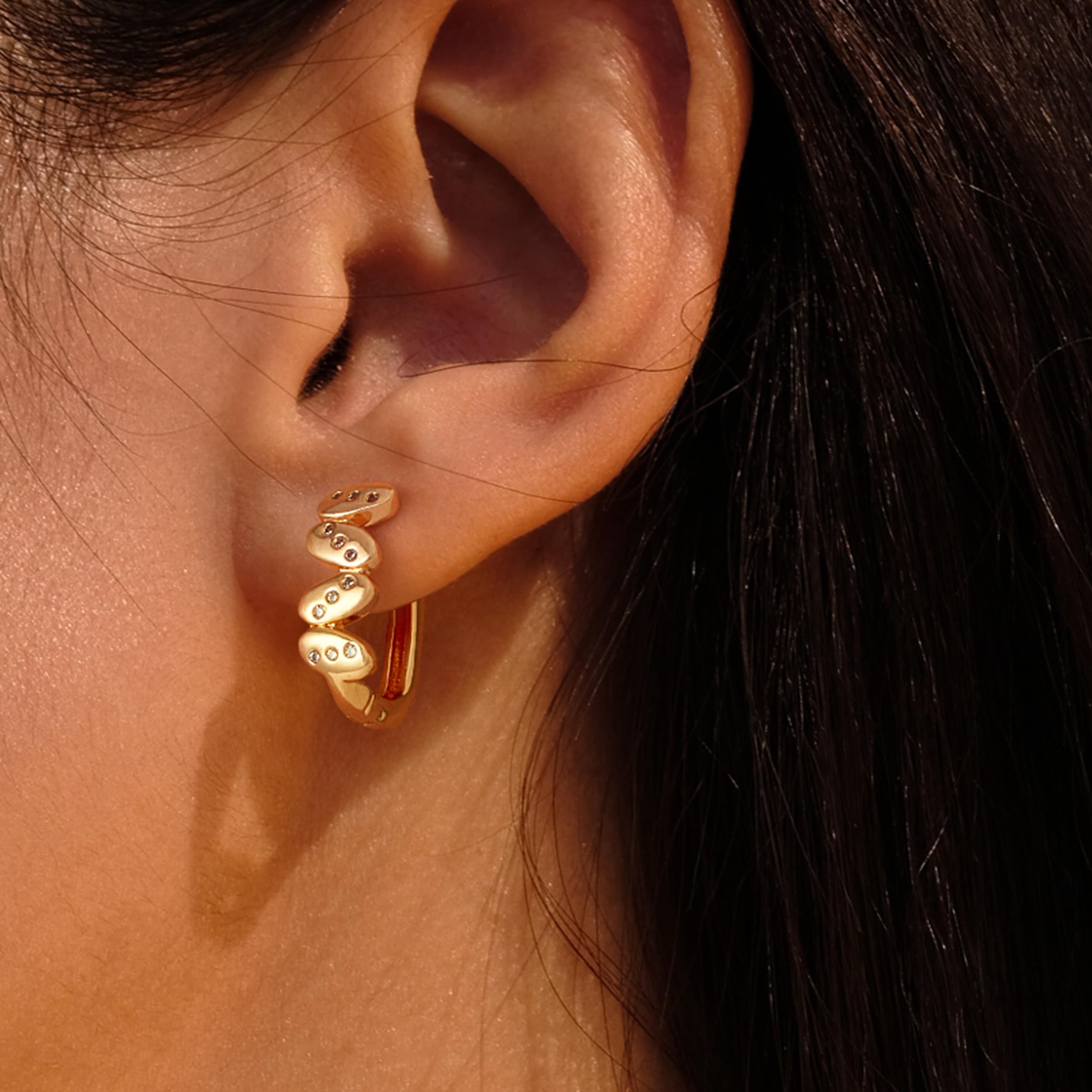 VACRONA 14k Gold Plated Cubic Zirconia Huggie Hoop Earrings - Tiny Lightweight Small Hoops for Women | Perfect for Everyday Wear, Office & Special Occasions