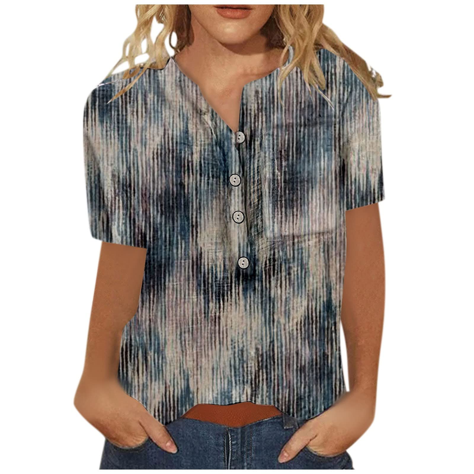 MIANHT Women's Summer Dresses - Casual Floral Printed Short Sleeve Shirt Dress | Perfect for Beach Vacations, Picnics & Summer Outings