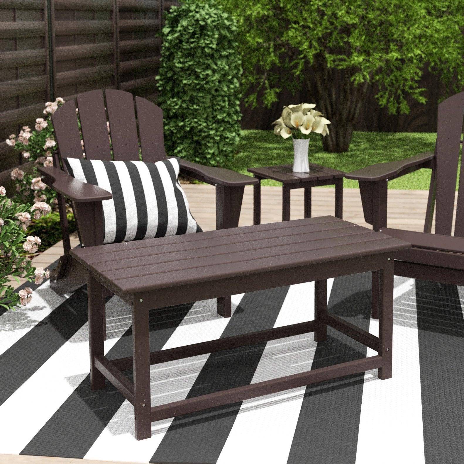 **HDPE Outdoor Drink Table - Weather Resistant Adirondack Conversation Table for Patio, Porch, Balcony - Perfect for Poolside, Seaside & Backyard - Dark Brown**