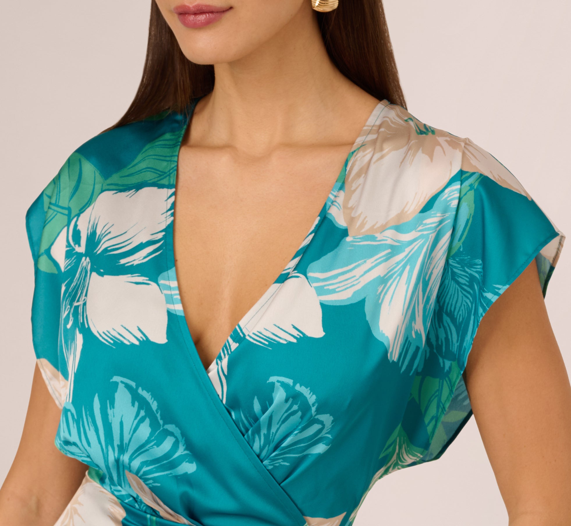 Blue Multi Tropical Floral Short Sleeve Wrap Dress - Perfect for Beach Vacations, Summer Parties & Casual Outings