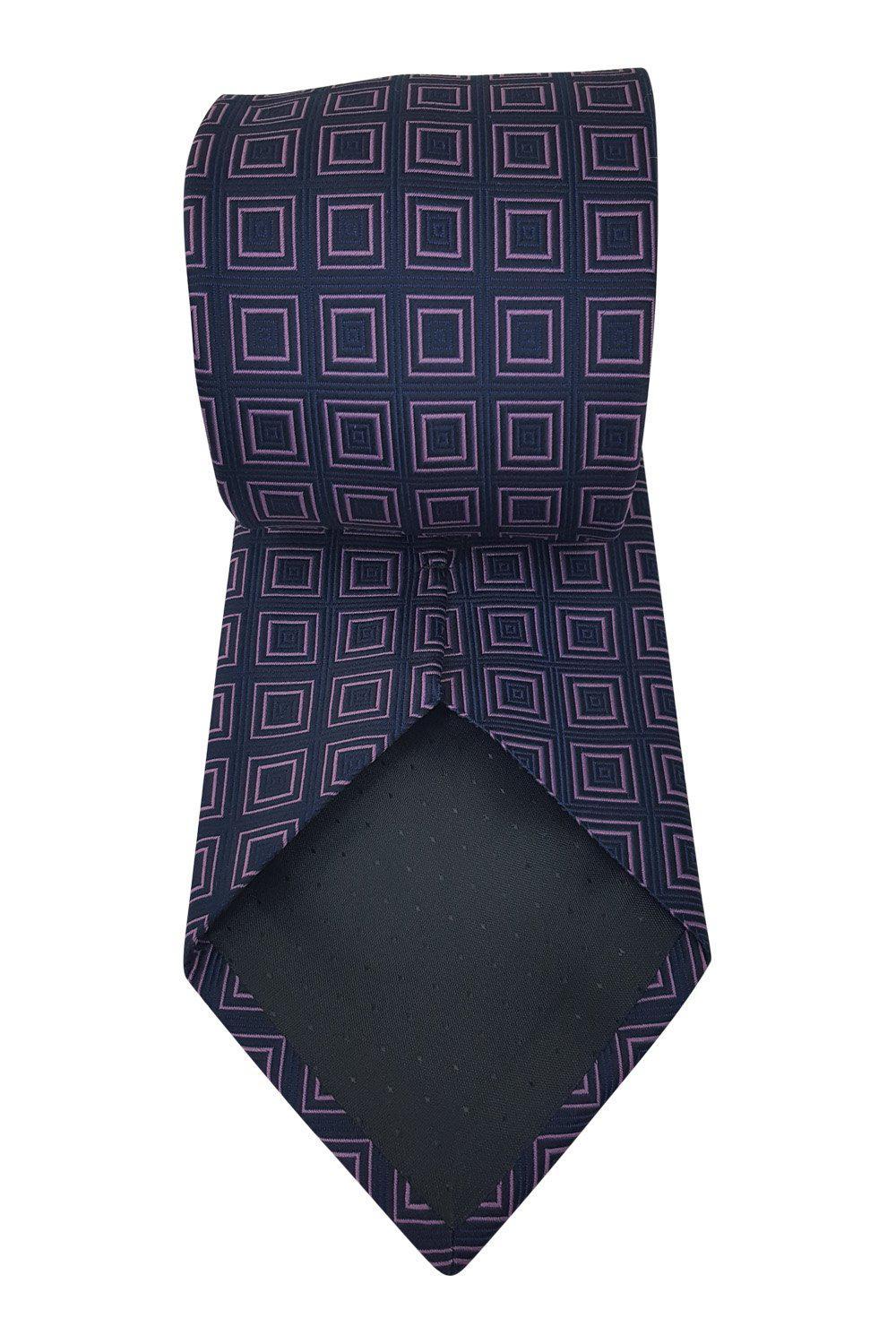 COMPAGNIA DELLA SETA 100% Silk Tie - Purple Square Repeat Pattern (60.5