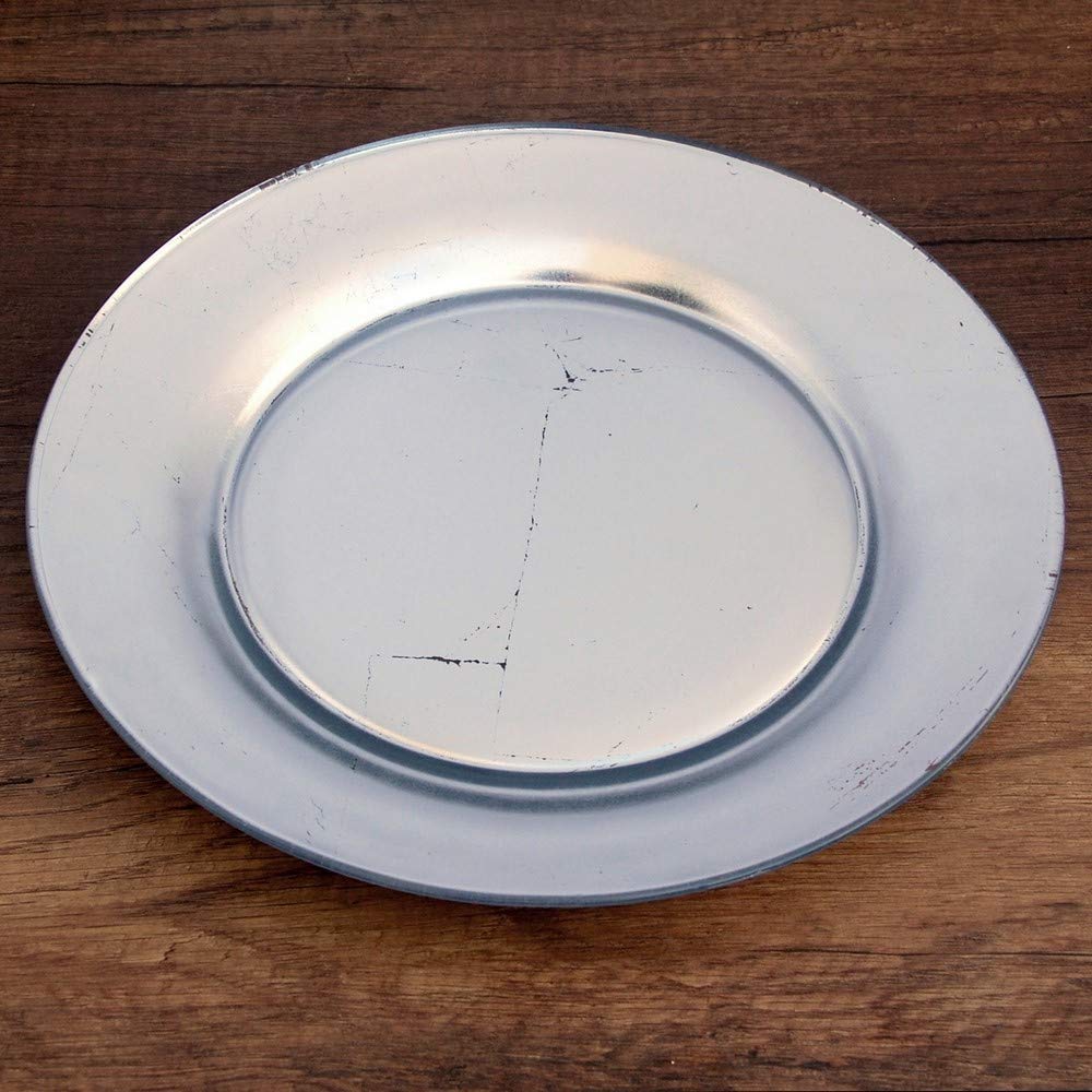 Premium Red Pomegranate Silver Gilded Dinner Plates Set of 4 - 10.5