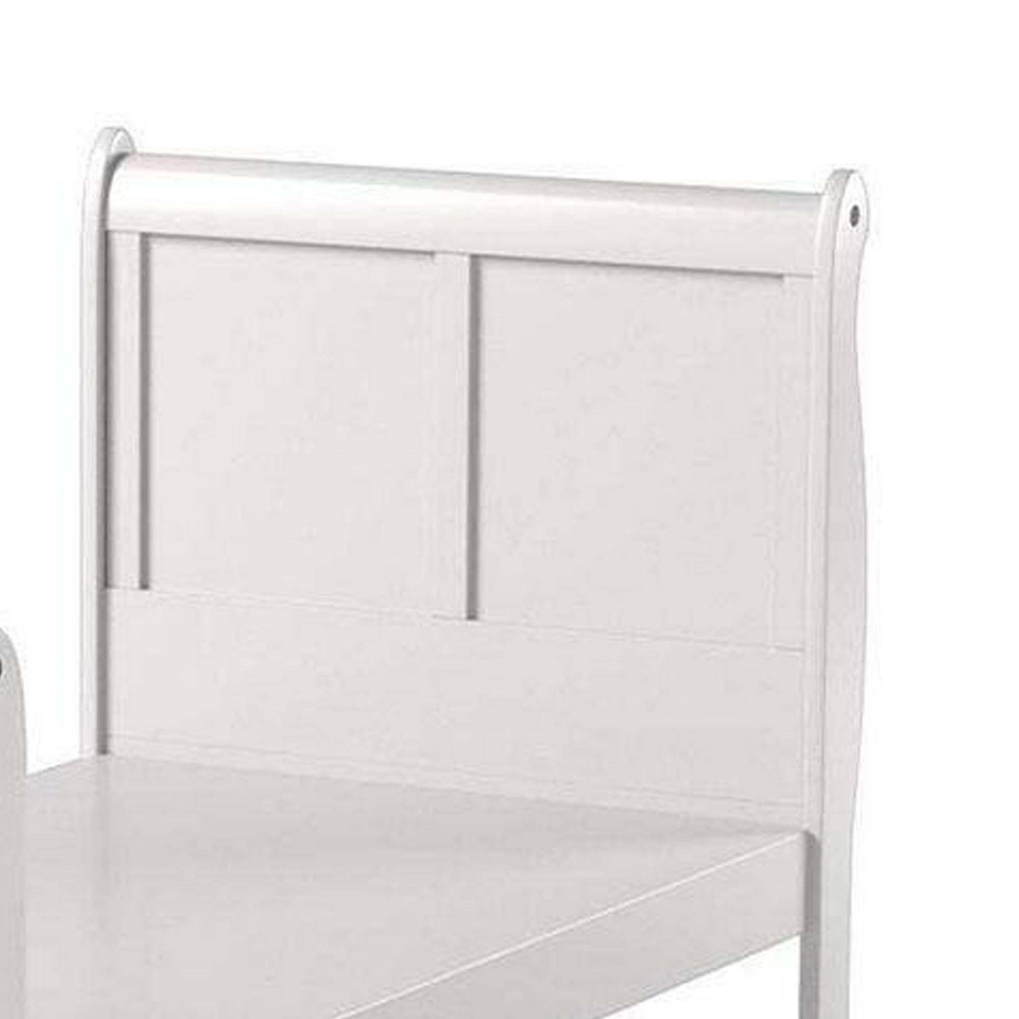 Benzara White Wooden Twin Size Sleigh Bed - Classic Elegant Design for Kids Room, Guest Bedroom & Cozy Home Decor