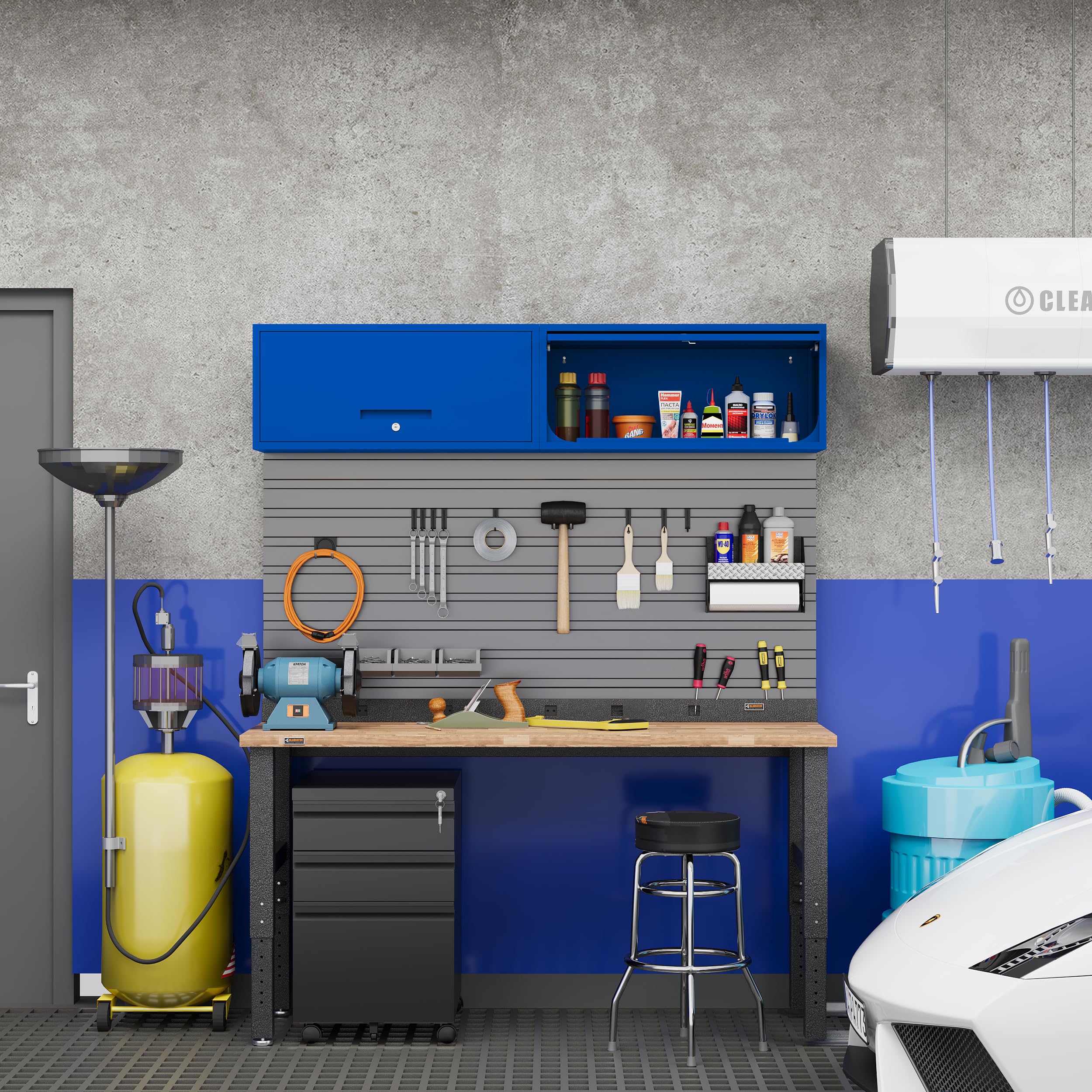 Heavy Duty Metal Storage Cabinet with Locking Door - Wall Mounted Garage Cabinet for Home, Office & Warehouse Organization - Perfect for Tools, Supplies & Equipment Storage