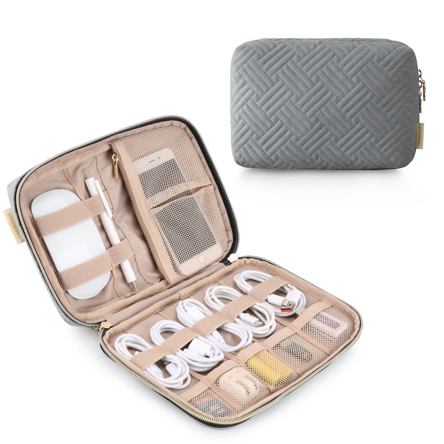 BAGSMART Travel Electronics Organizer Case - Grey Cable Organizer Bag for Phone, Charger, SD Cards & Travel Accessories | Perfect for Women's Travel Essentials, Business Trips & Daily Commute
