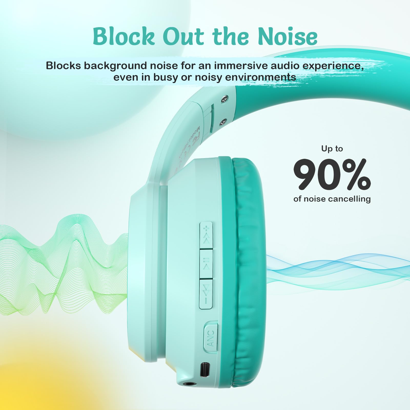 Best Kids Wireless Bluetooth Headphones with Active Noise Cancelling - 60H Playtime, Built-in Mic, Over-Ear Design for Home, School, Travel & Party - Includes Portable Carrying Case - Perfect for Learning, Gaming & Long Flights