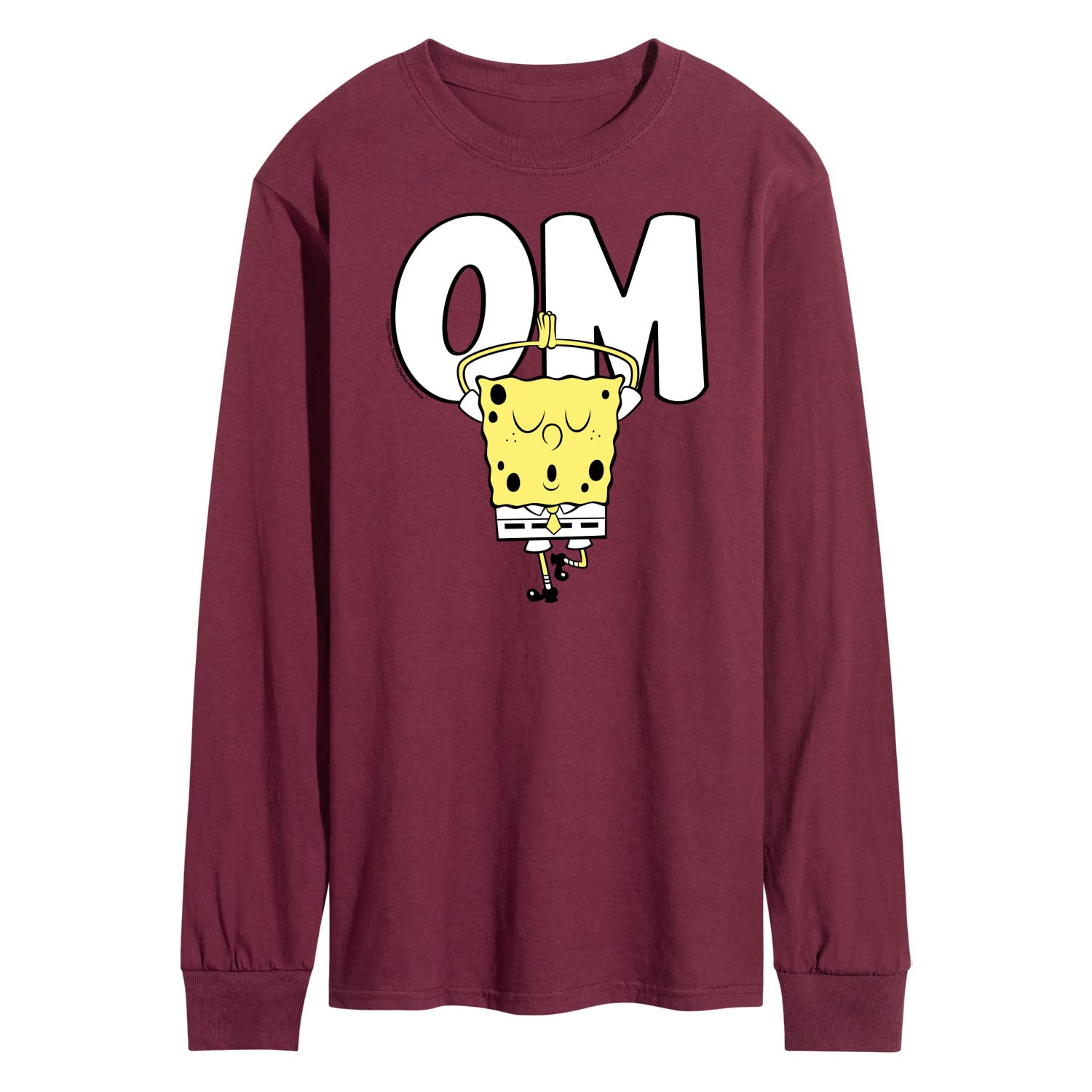 Spongebob Squarepants Men's Long Sleeve Yoga T-Shirt - Funny Cartoon Graphic Tee for Workout & Lounge Wear