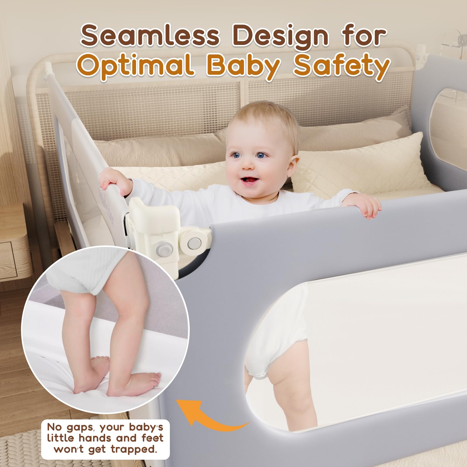 3-Pack Adjustable Toddler Bed Rails with Dual-Child Safety Lock | 78.7