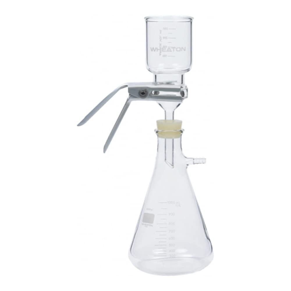 Wheaton 419350 Borosilicate Glass Funnel - 47mm Vacuum Filter Funnel with 300mL Capacity - Ideal for Laboratory, Chemistry Experiments & Scientific Filtration