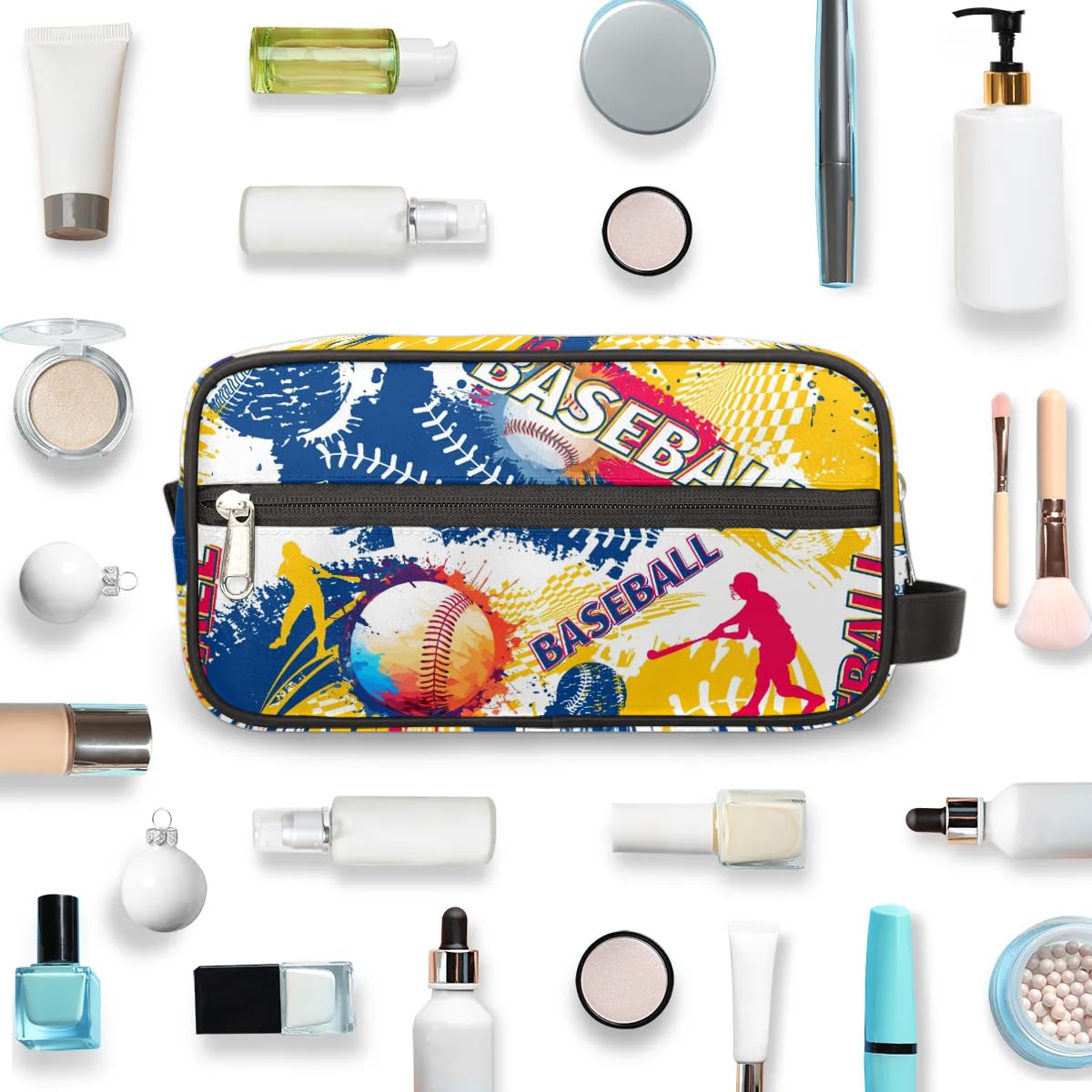 Waterproof Travel Toiletry Bag for Women & Men - Lightweight Cosmetic Organizer with Handle & Zip Pockets - Perfect for Gym, Beach, Camping & Baseball Games